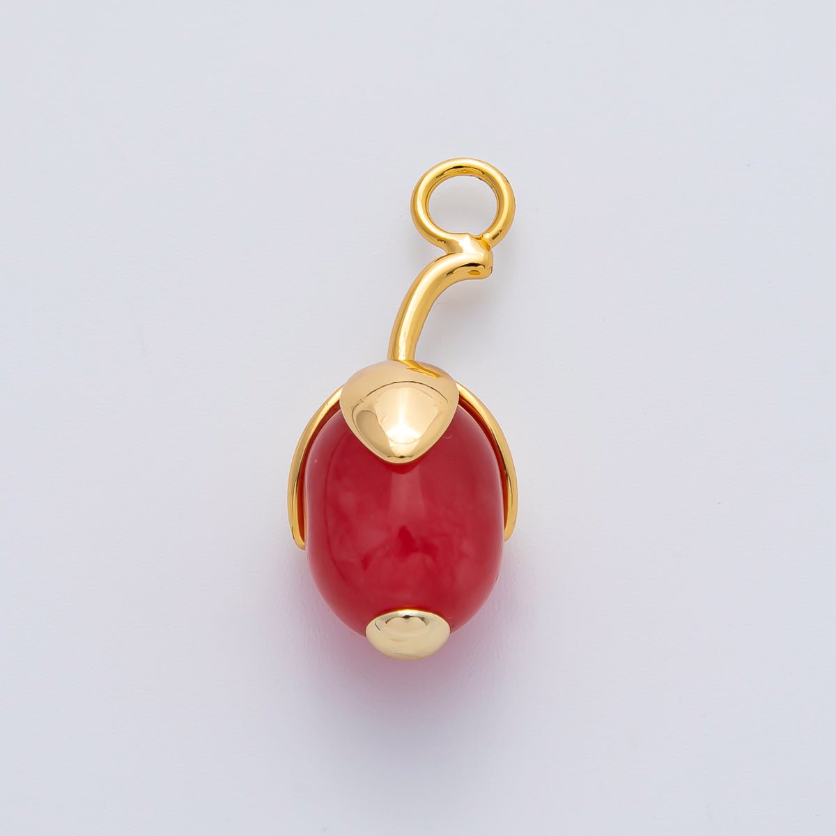 18K Gold Filled 27mm Aquamarine, Carnelian, Aventurine Natural Gemstone Fruit Drop Charm | AF1441 ~ AF1443 - DLUXCA
