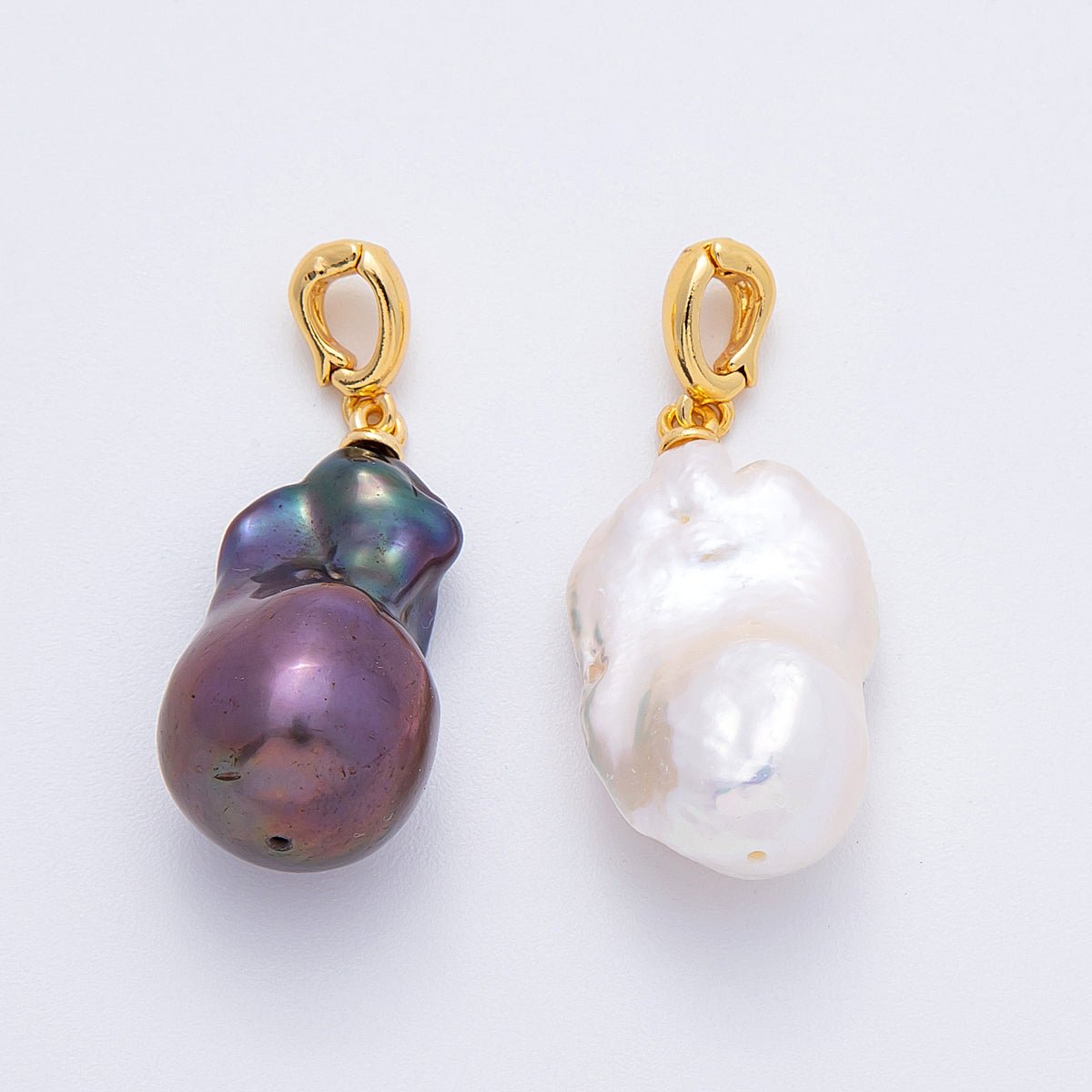 18K Gold Filled 27mm Baroque Freshwater Pearl Snap Drop Pendant | Charms - 00248 - DLUXCA