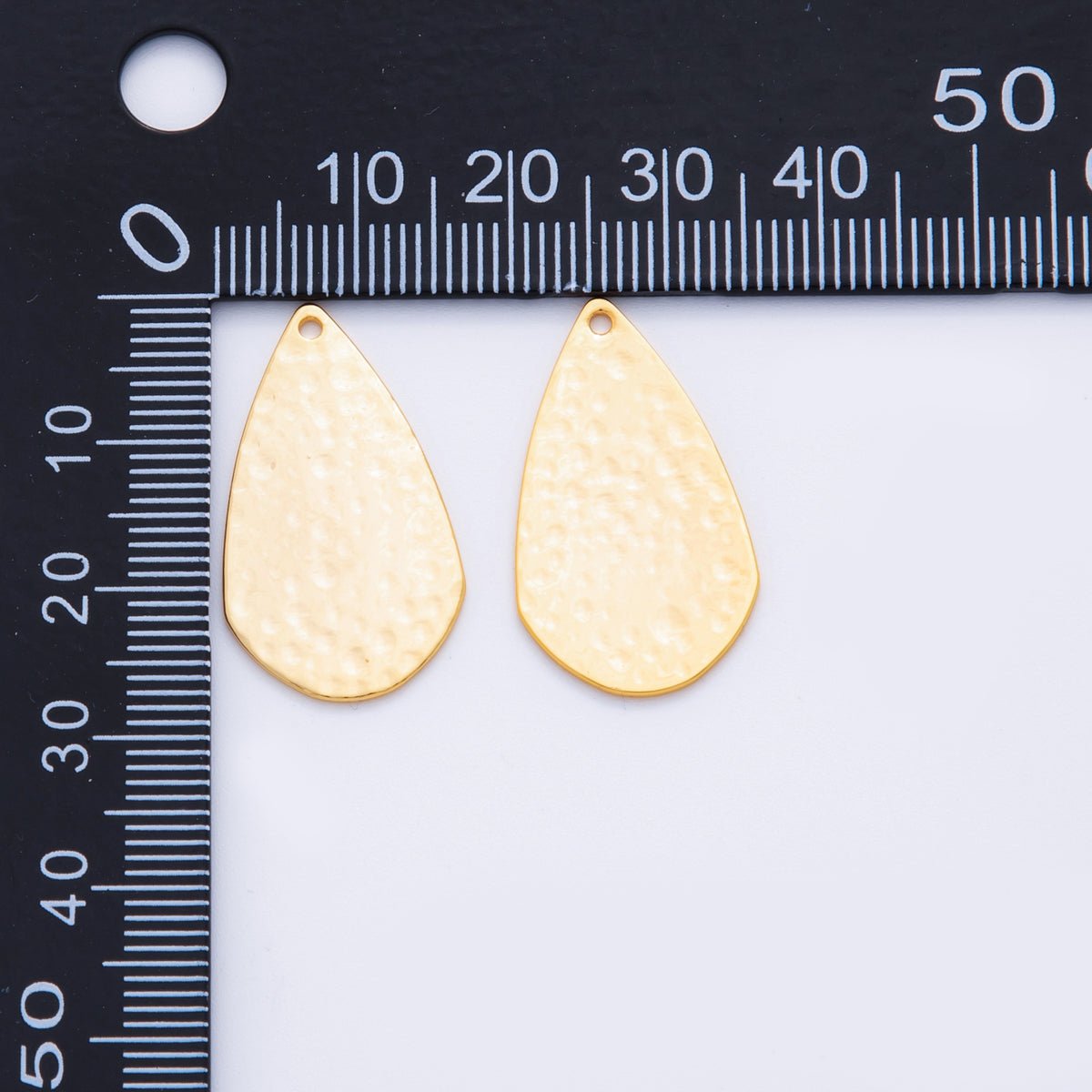 18K Gold Filled 27mm Dotted Hammered Teardrop Thin Charm Finding | Z1195 - DLUXCA