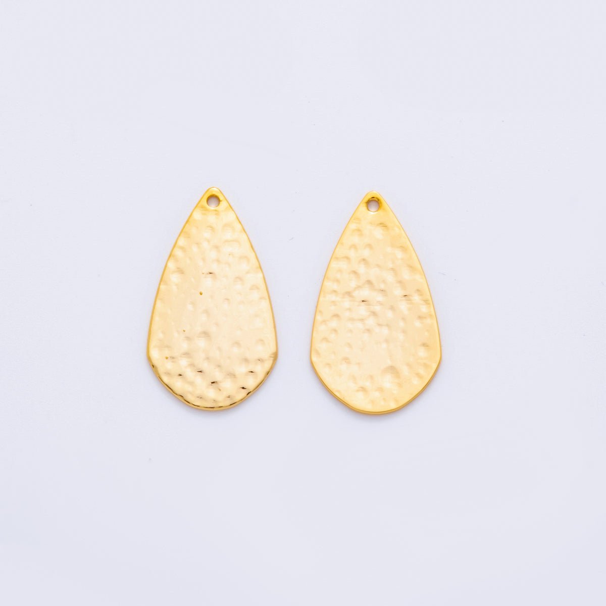 18K Gold Filled 27mm Dotted Hammered Teardrop Thin Charm Finding | Z1195 - DLUXCA