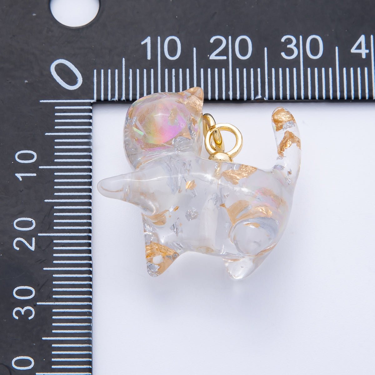 18K Gold Filled 27mm Glitter Kitty Cat Animal Resin Charm | Charms - 00193 - Charms - 00204 - DLUXCA