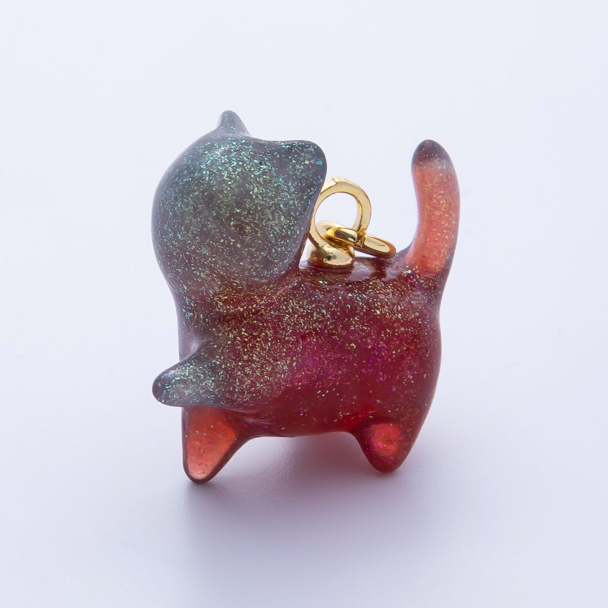 18K Gold Filled 27mm Glitter Kitty Cat Animal Resin Charm | Charms - 00193 - Charms - 00204 - DLUXCA