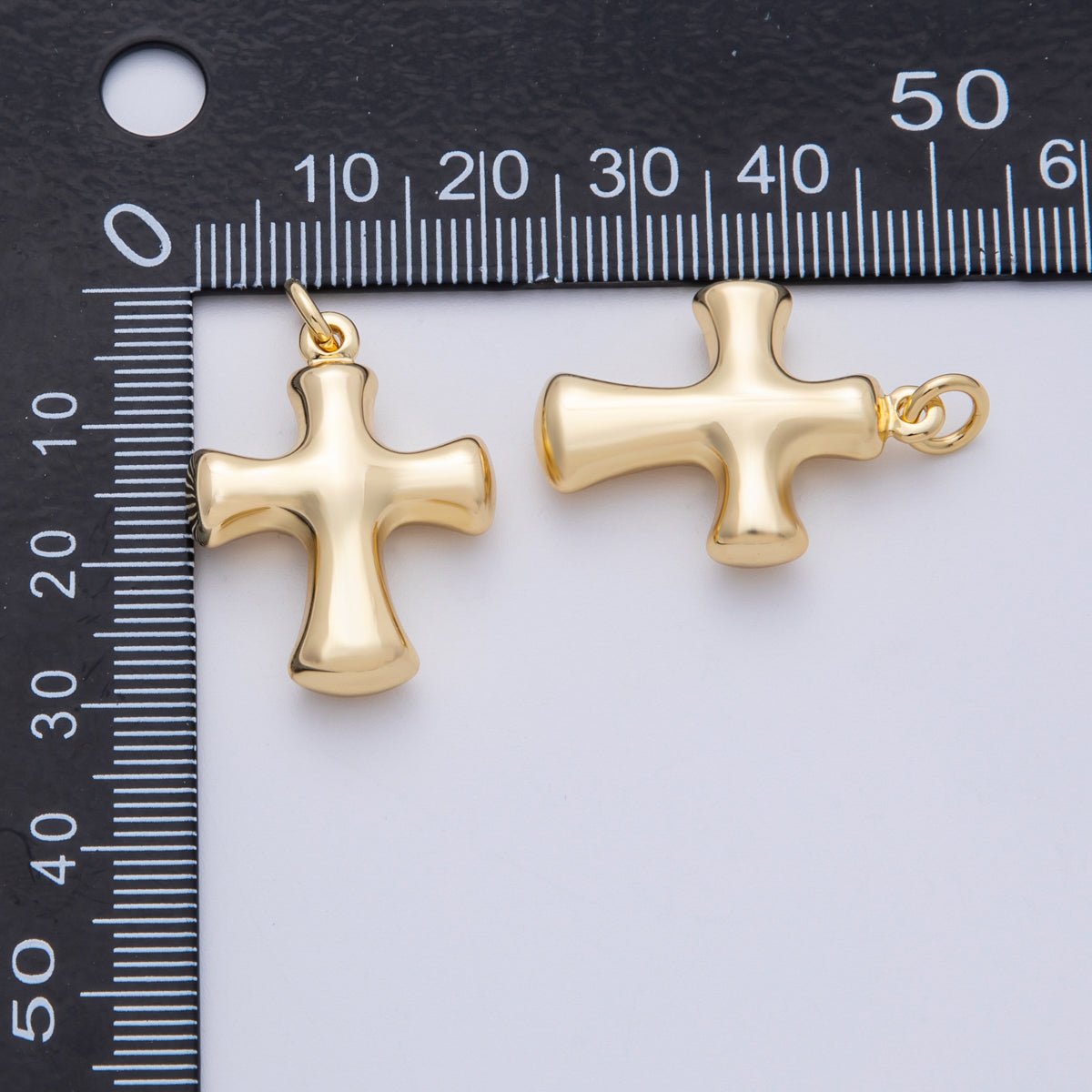 18K Gold Filled 27mm Golden Plain Chunky Cross Charm | CHARMS - 00154 - DLUXCA