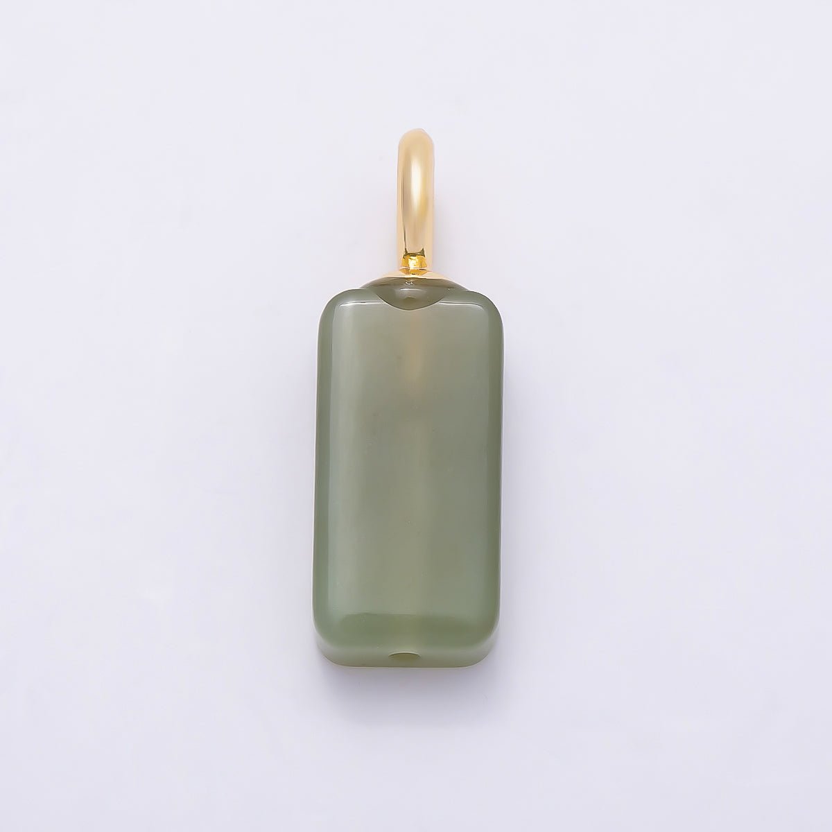 18K Gold Filled 27mm Green Peridot Gemstone Rectangle Drop Pendant | Charms-01320 - DLUXCA