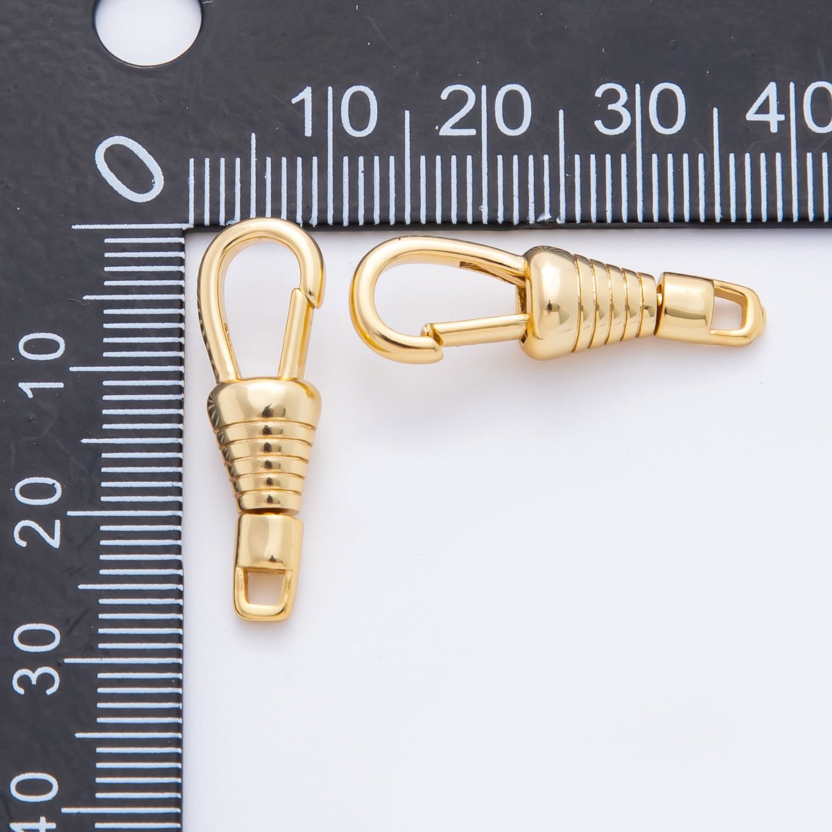 18K Gold Filled 27mm Ribbed Grip Push Gate Clasp with Swivel Charm Finding | Z1379 - DLUXCA