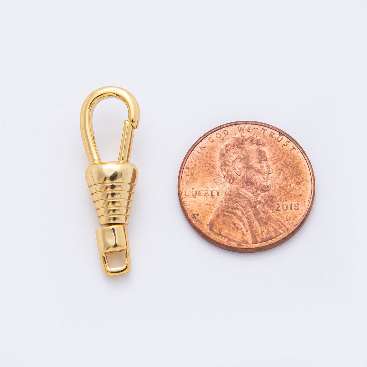 18K Gold Filled 27mm Ribbed Grip Push Gate Clasp with Swivel Charm Finding | Z1379 - DLUXCA