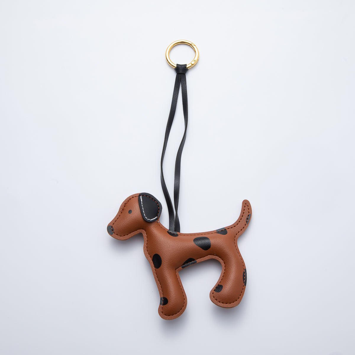 18K Gold Filled 280mm Handcrafted Leather Yellow, Grey, Brown Dalmation Dog Animals Keychain Accessories | WB - 00148 ~ WB - 00154 - DLUXCA