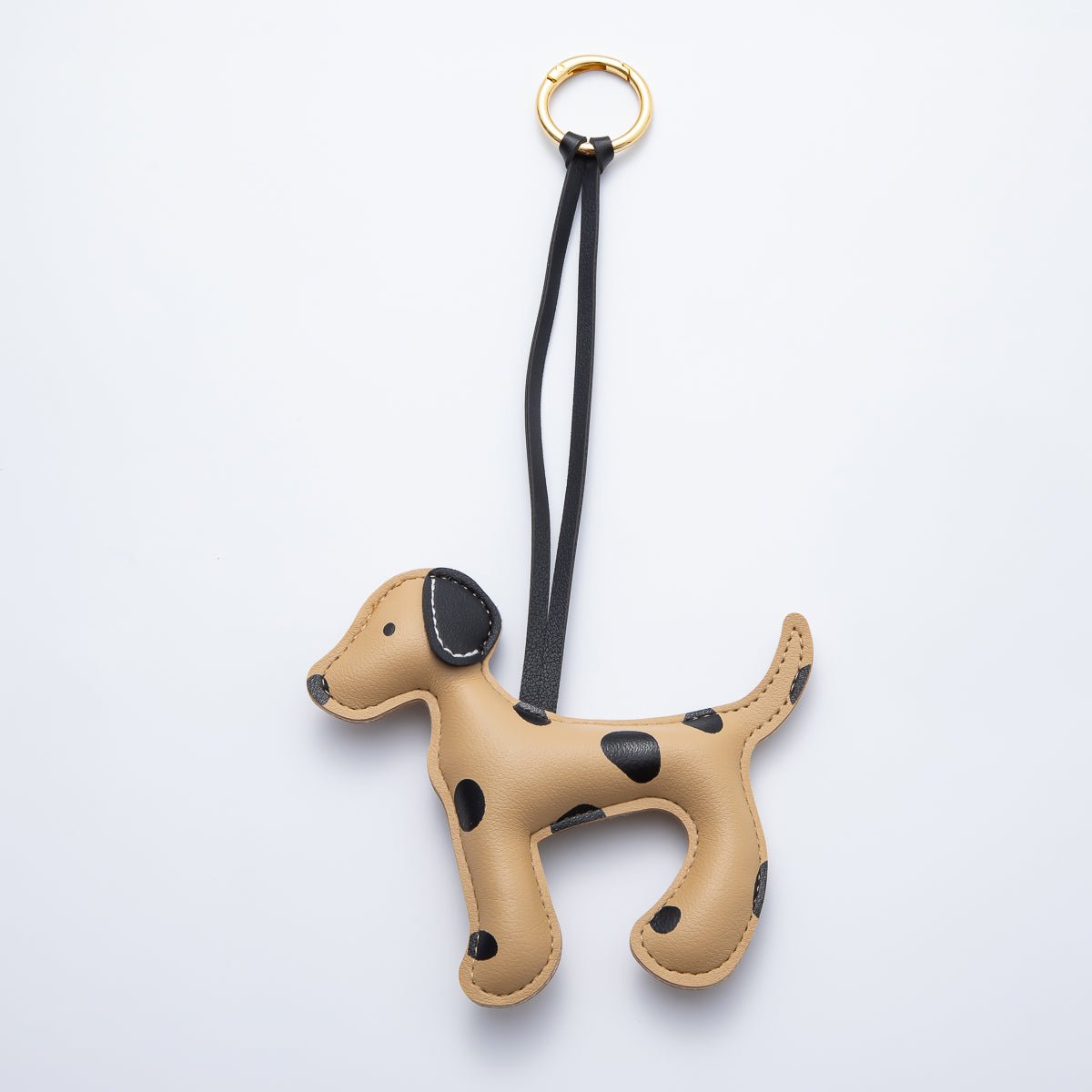 18K Gold Filled 280mm Handcrafted Leather Yellow, Grey, Brown Dalmation Dog Animals Keychain Accessories | WB - 00148 ~ WB - 00154 - DLUXCA