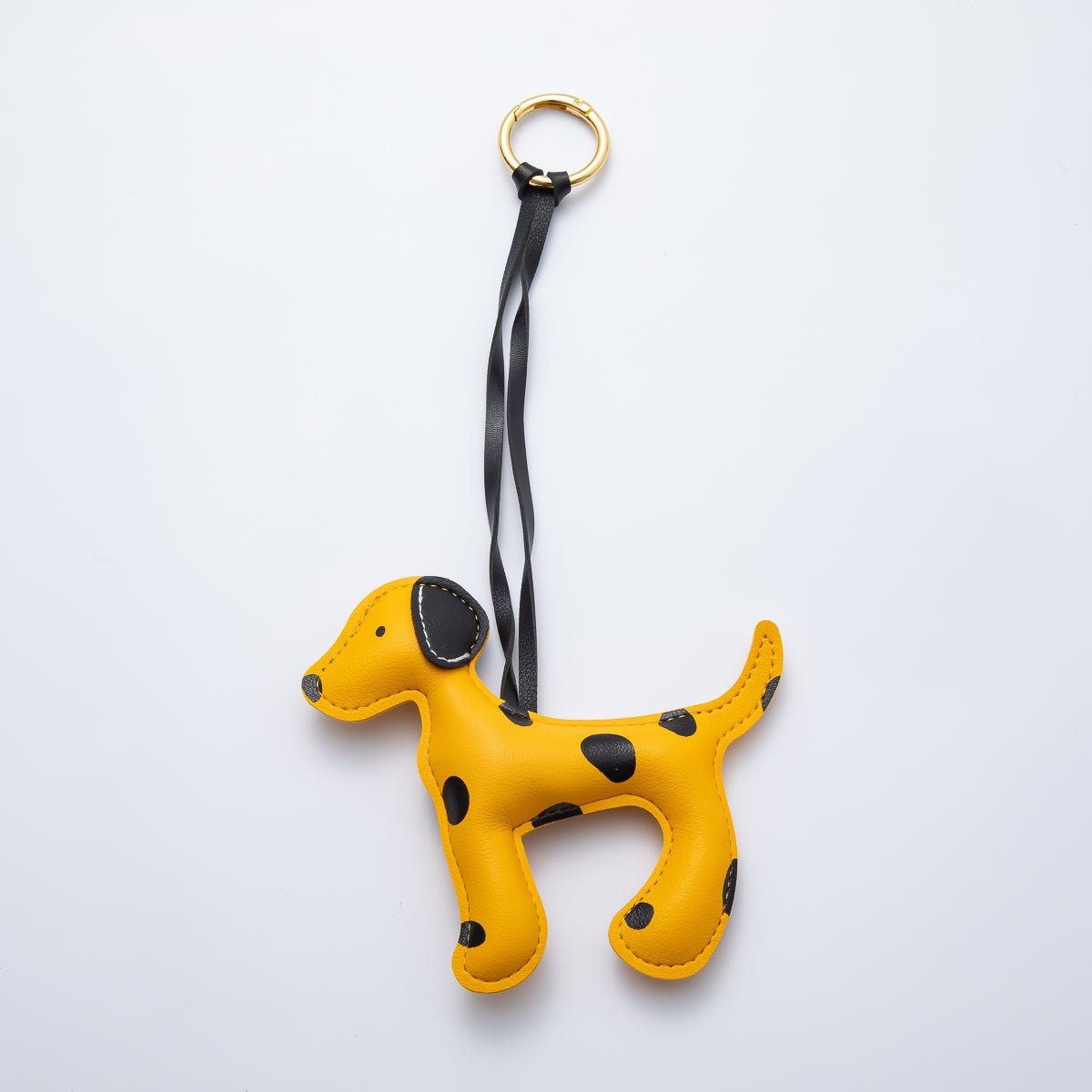 18K Gold Filled 280mm Handcrafted Leather Yellow, Grey, Brown Dalmation Dog Animals Keychain Accessories | WB - 00148 ~ WB - 00154 - DLUXCA