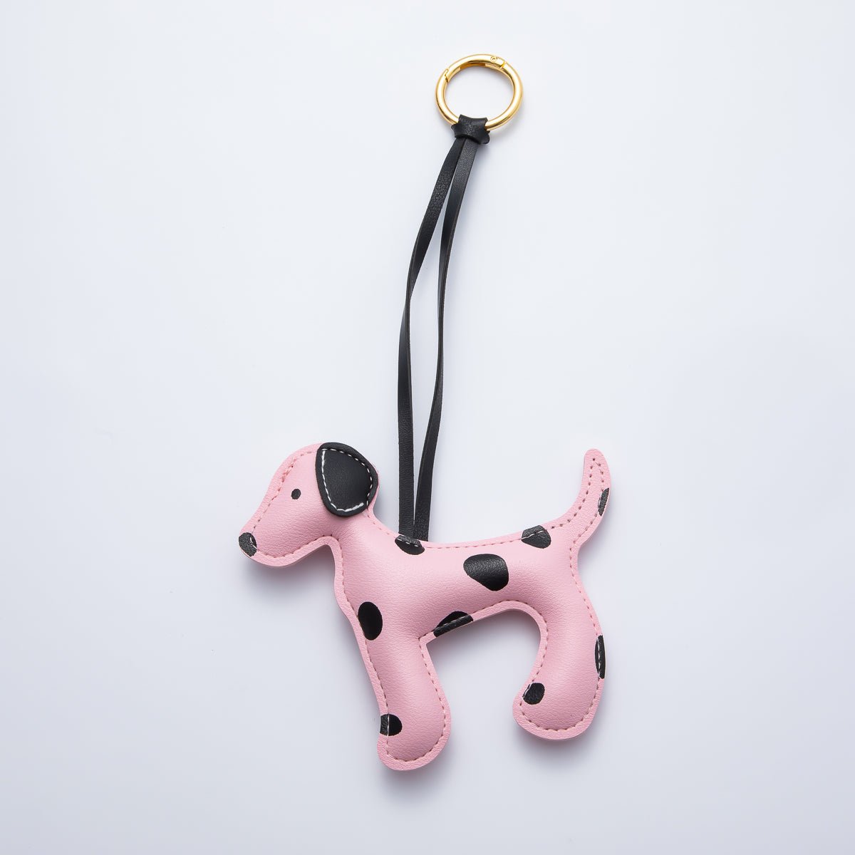 18K Gold Filled 280mm Handcrafted Leather Yellow, Grey, Brown Dalmation Dog Animals Keychain Accessories | WB - 00148 ~ WB - 00154 - DLUXCA