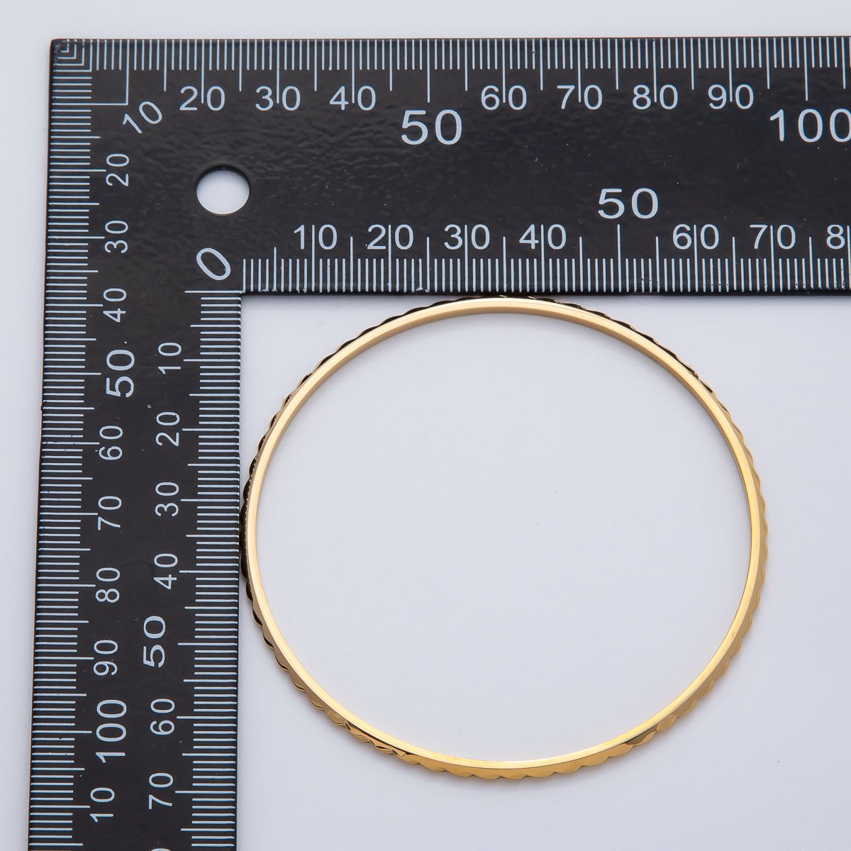 18K Gold Filled 2mm Thin Edged Geometric Bangle Bracelet | WA - 1462 - DLUXCA