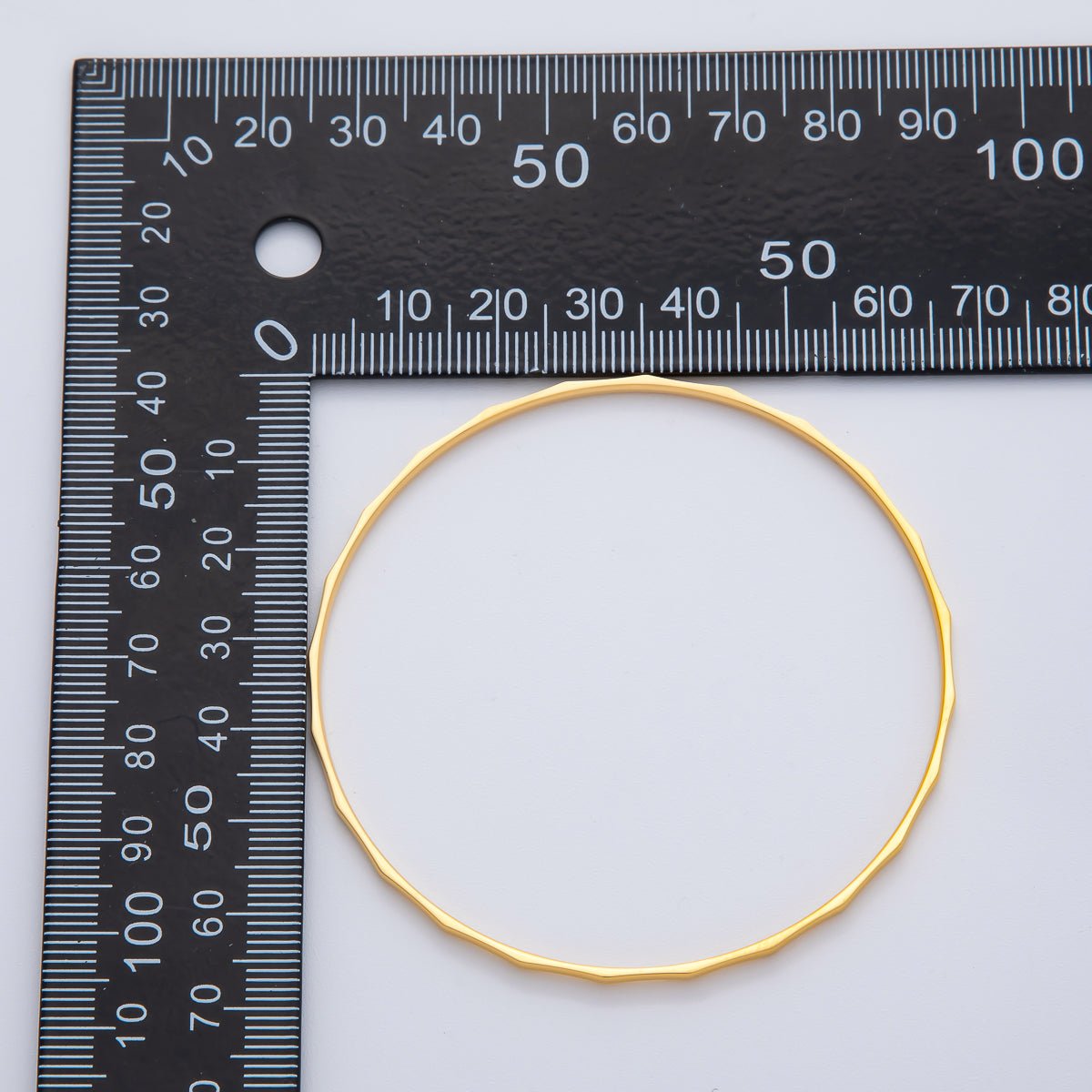 18K Gold Filled 2mm Thin Geometric Wavy Bangle Bracelet | WA - 1459 - DLUXCA