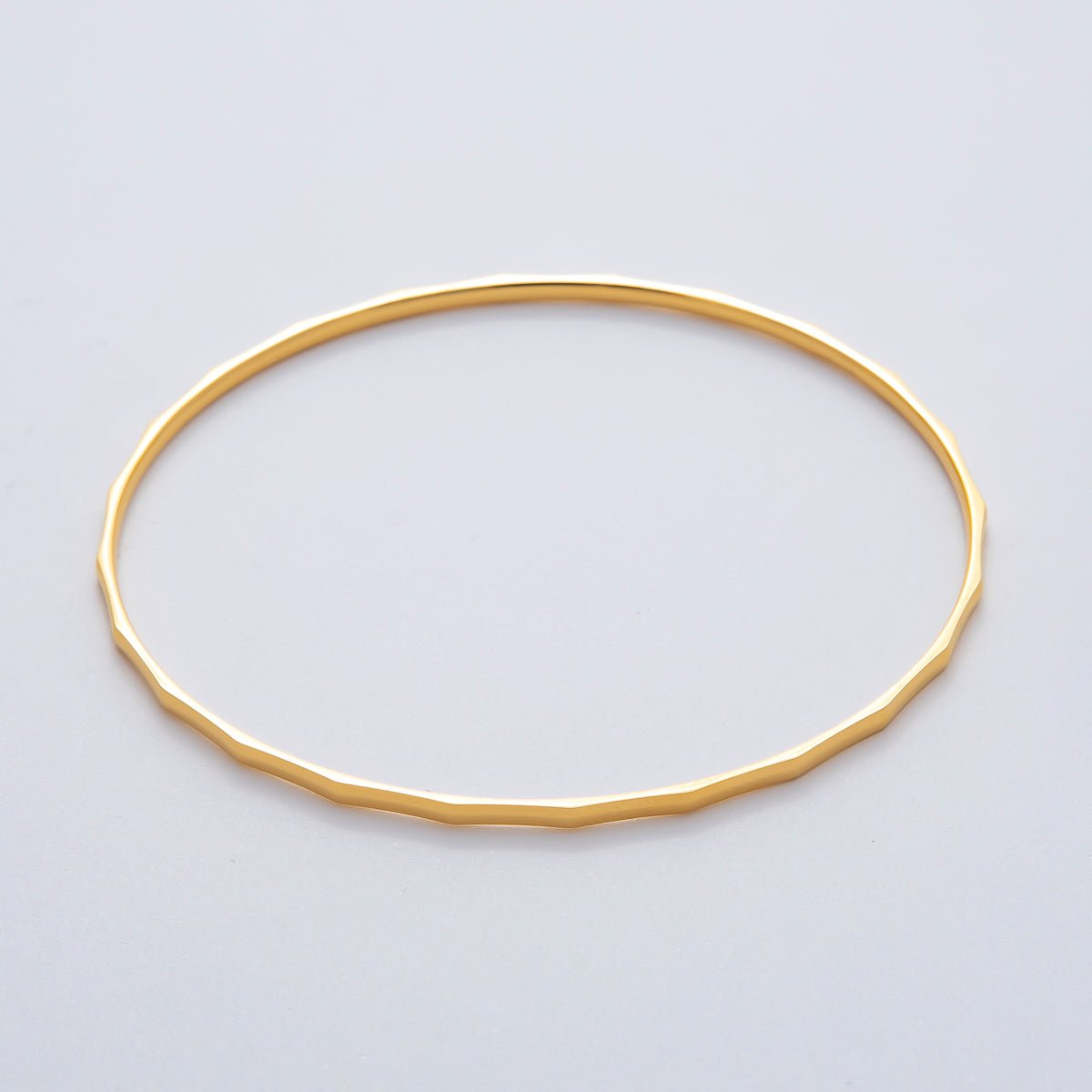 18K Gold Filled 2mm Thin Geometric Wavy Bangle Bracelet | WA - 1459 - DLUXCA