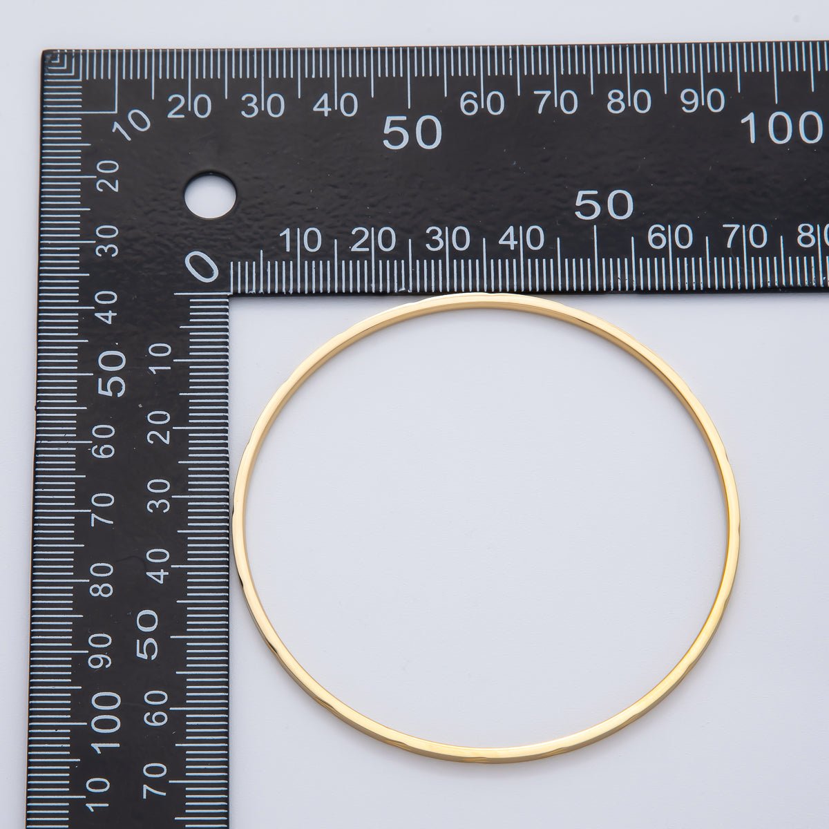 18K Gold Filled 2mm Thin Triple Lined Leaf Imprint Bangle Bracelet | WA - 1457 - DLUXCA