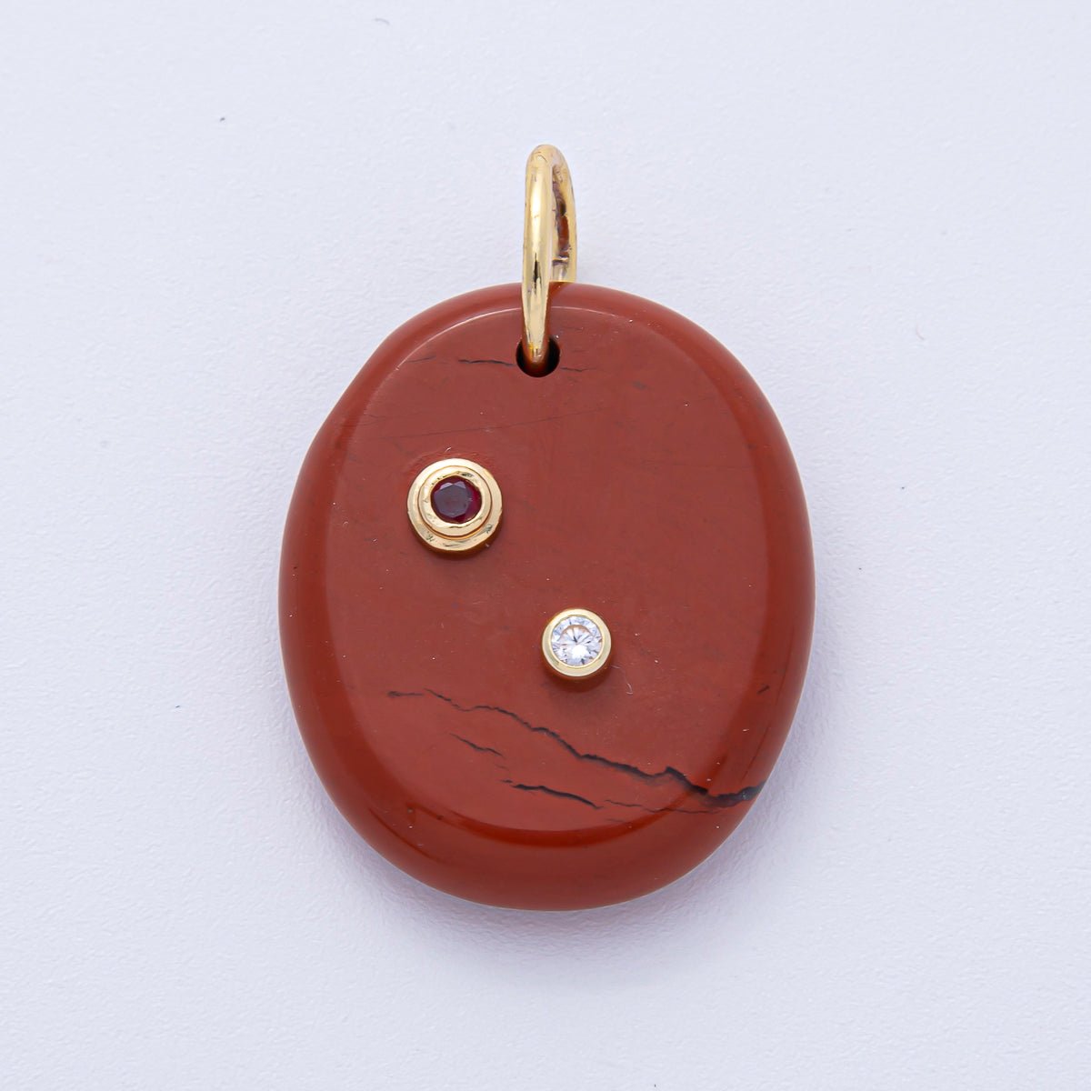 18K Gold Filled 30mm Multicolor CZ Embedded Gemstone Oval Charm | AK060 - AK062 - DLUXCA