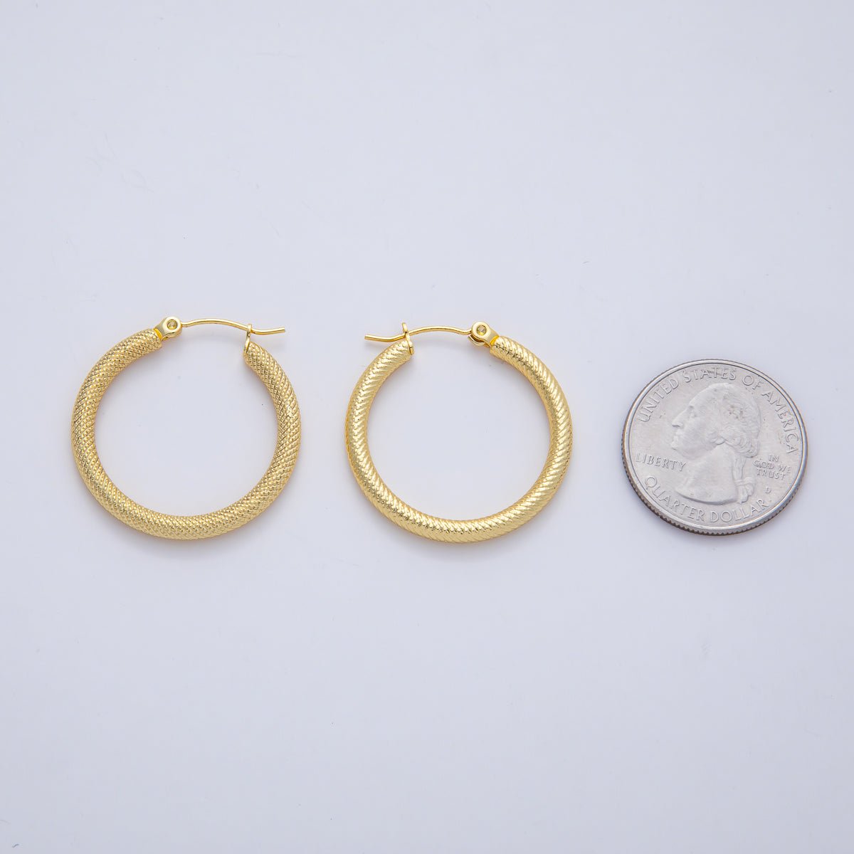 18K Gold Filled 30mm Snake Textured Latch Hoop Earrings | AD1649 - DLUXCA