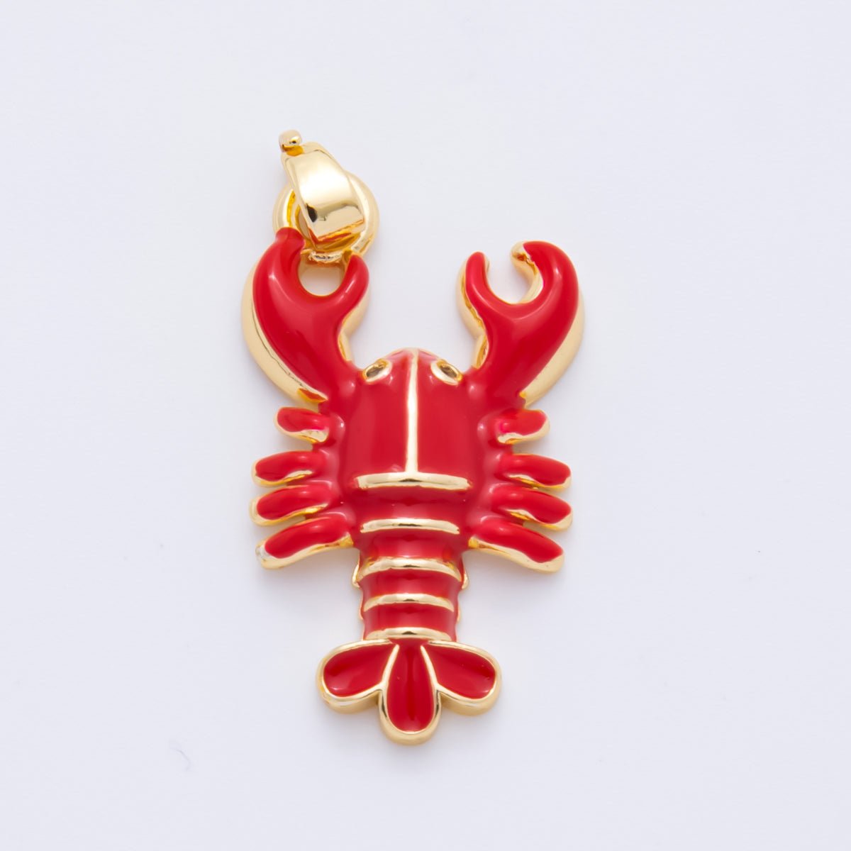18K Gold Filled 31.5mm Enamel Fresh Sea Lobster Pendant | AH793 AH794 - DLUXCA