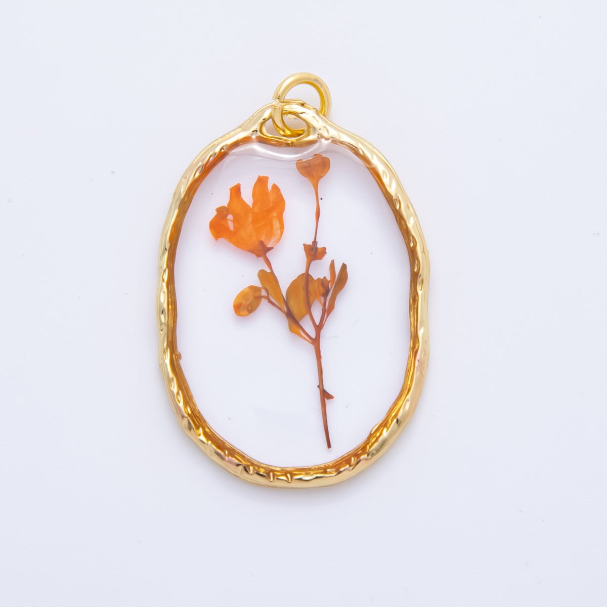 18K Gold Filled 31mm Oval Resin of Wildflower Charm | AH846 - AH848 - DLUXCA