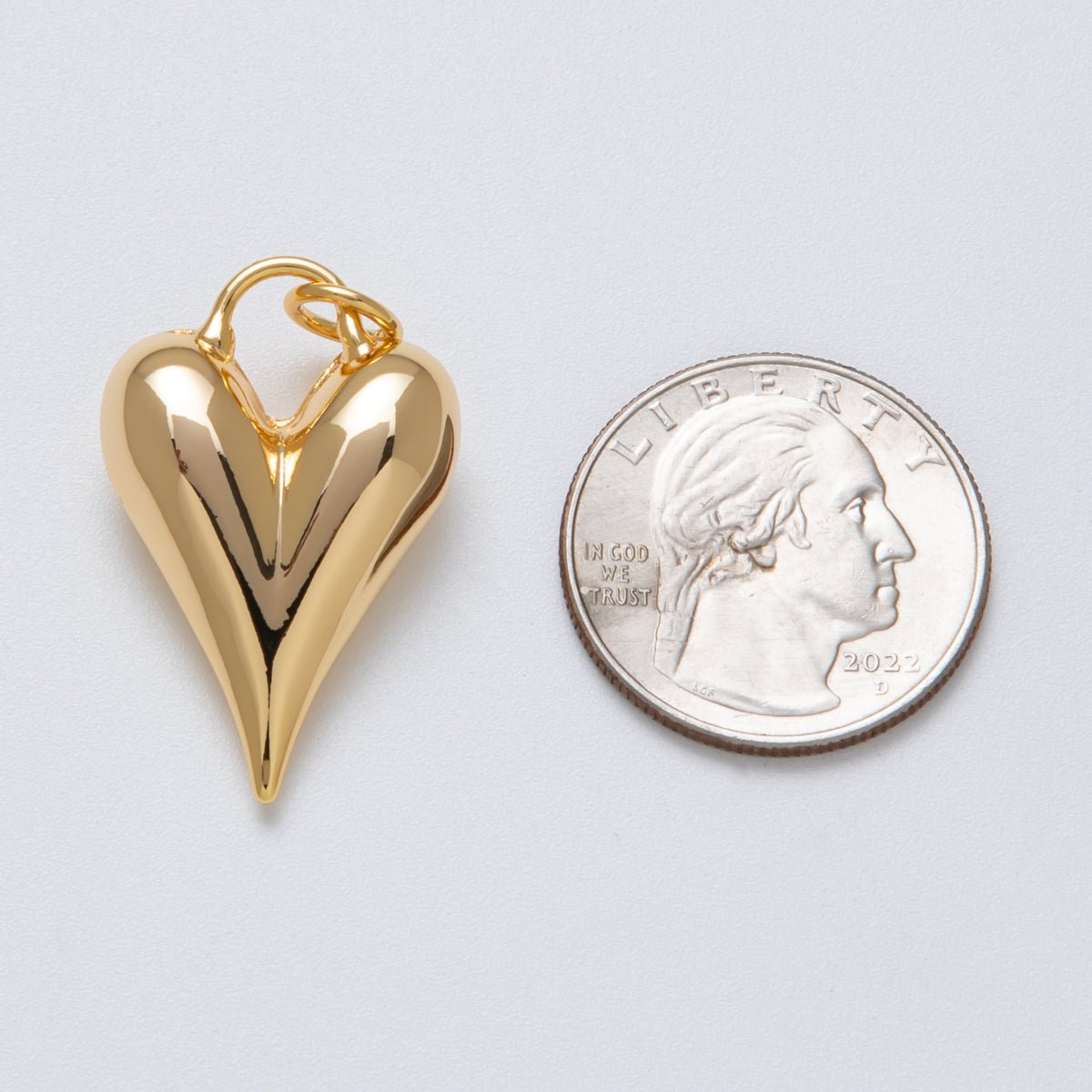 18K Gold Filled 31mm Plain Chubby Valentine Heart Charm | CHARMS - 00001 - DLUXCA