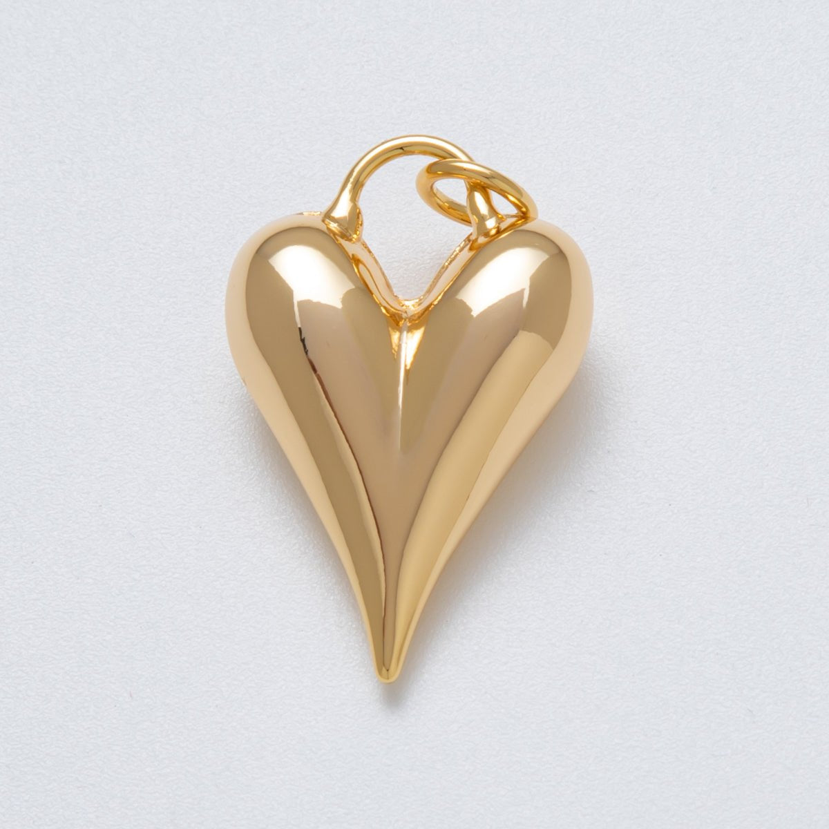 18K Gold Filled 31mm Plain Chubby Valentine Heart Charm | CHARMS - 00001 - DLUXCA