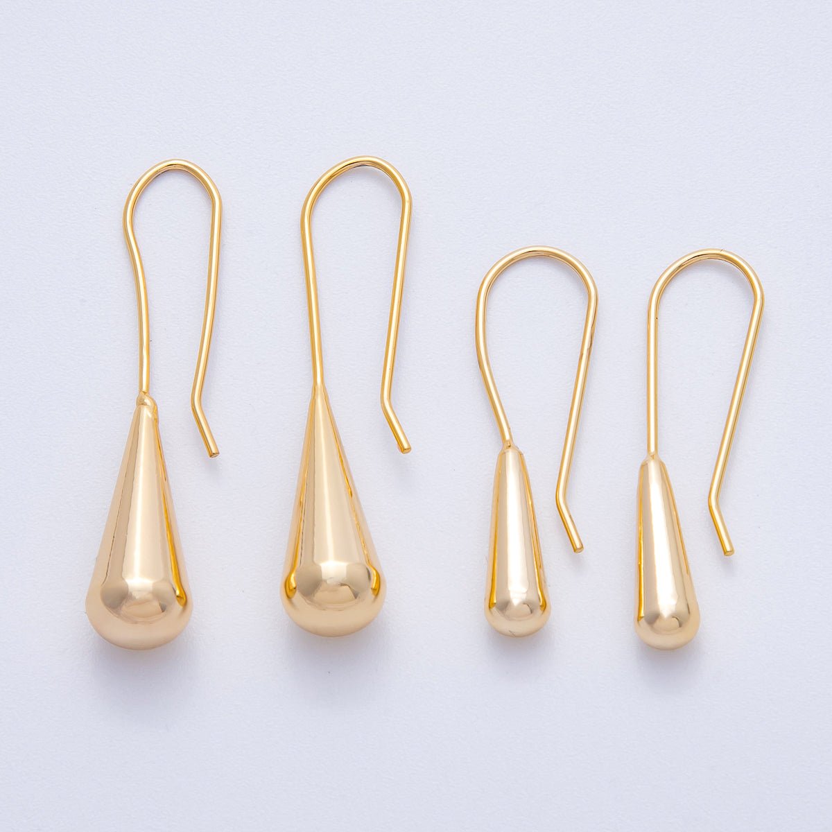 18K Gold Filled 32mm Minimalist Teardrop Fish Hook Drop Earrings | Earrings - 00183 - DLUXCA