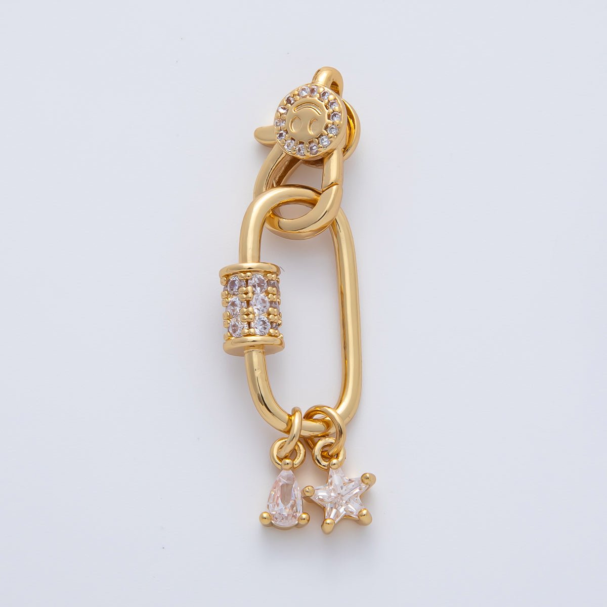 18K Gold Filled 33mm Star, Pear Cut CZ Lobster Clasp Finding | Z1449 - DLUXCA