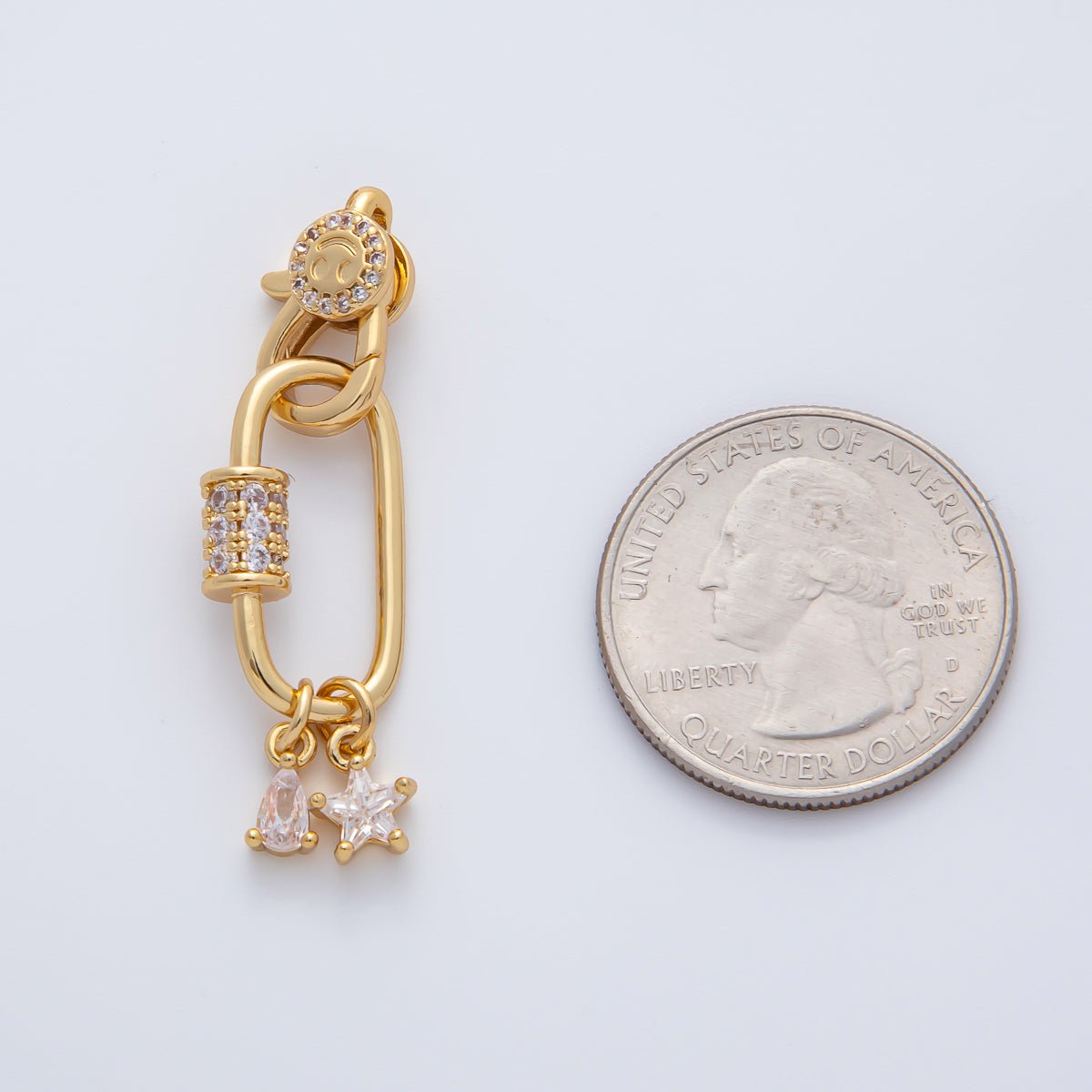 18K Gold Filled 33mm Star, Pear Cut CZ Lobster Clasp Finding | Z1449 - DLUXCA