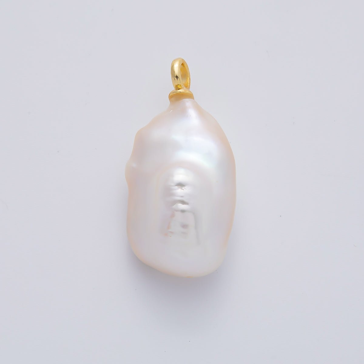 18K Gold Filled 34mm Freshwater Rectangle Baroque Pearl Charm | AF637 - DLUXCA