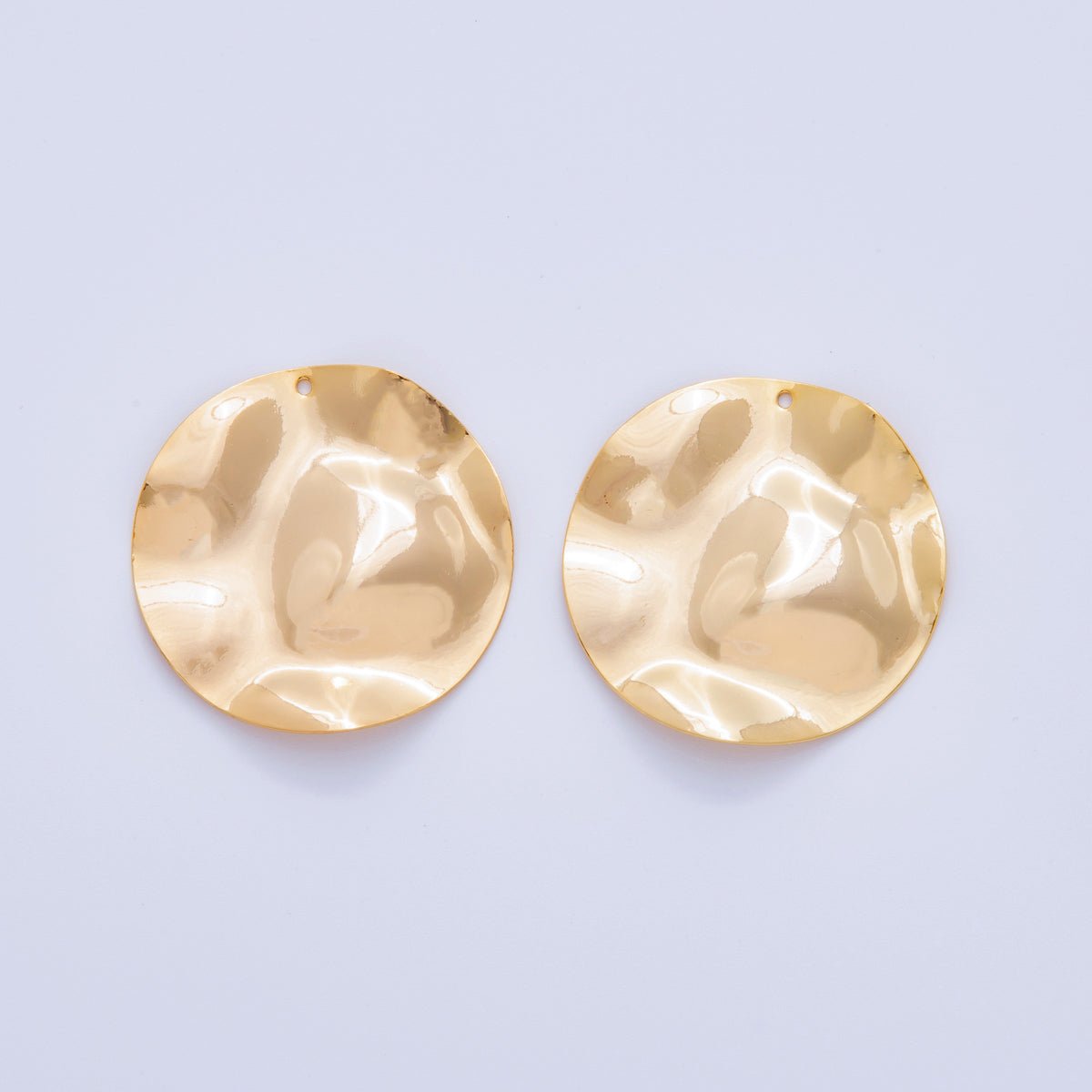 18K Gold Filled 34mm Hammered Round Thin Charm Finding | Z1185 - DLUXCA