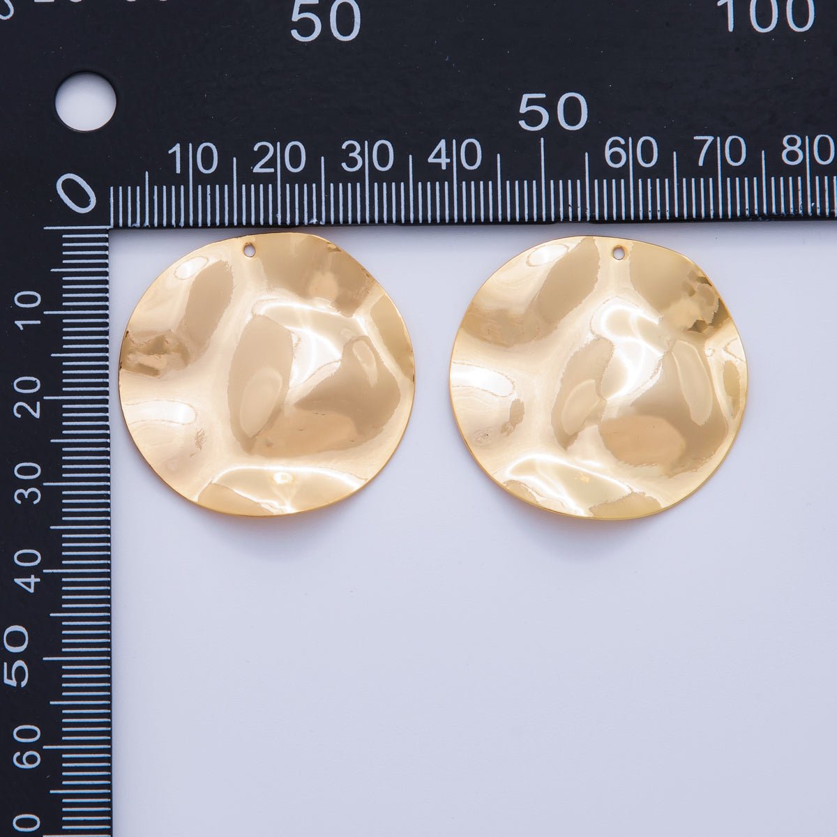 18K Gold Filled 34mm Hammered Round Thin Charm Finding | Z1185 - DLUXCA