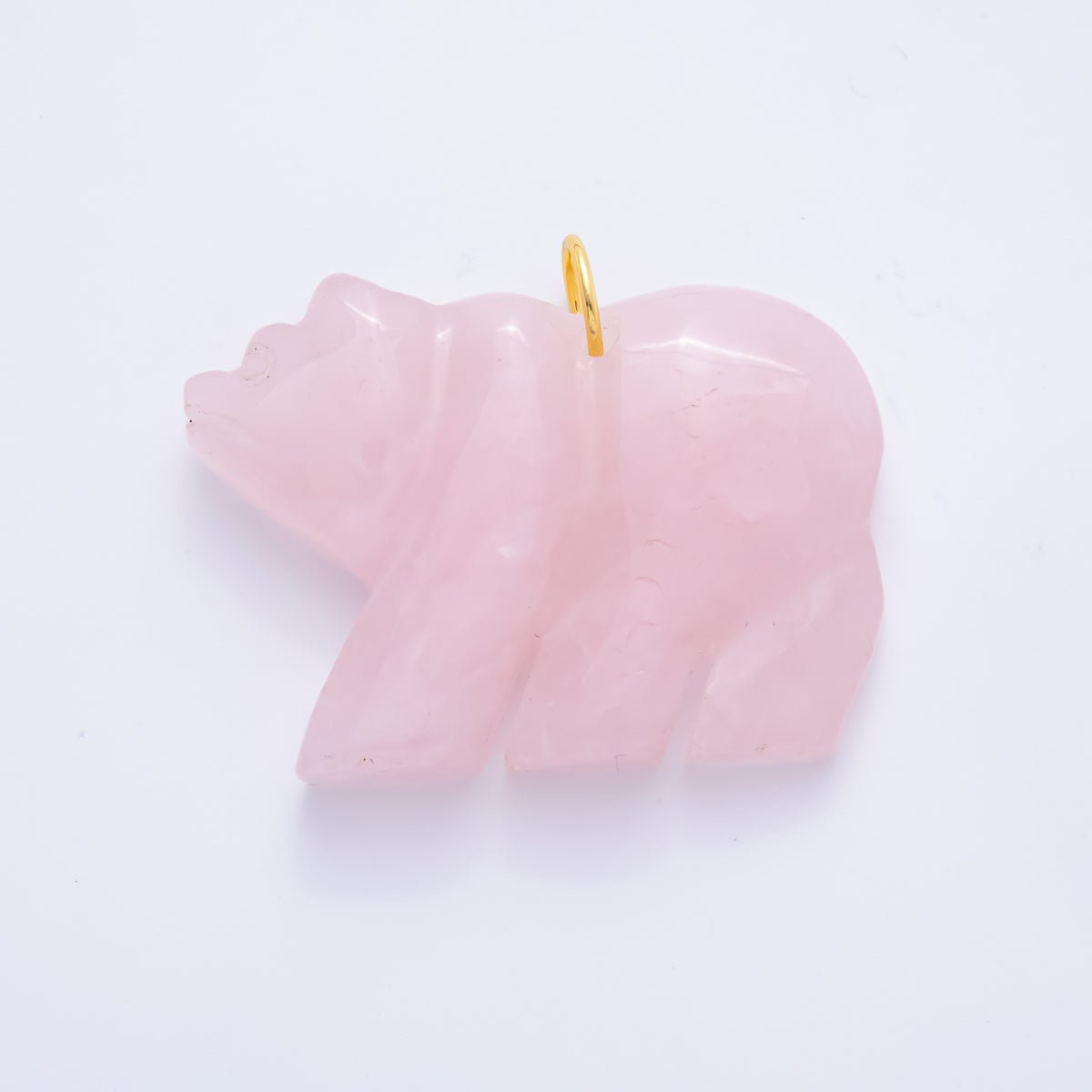 18K Gold Filled 35mm Aventurine, Rose Quartz, Clear Quartz, Carnelian Bear Animal Gemstone Charm | AH930 AH931 - DLUXCA