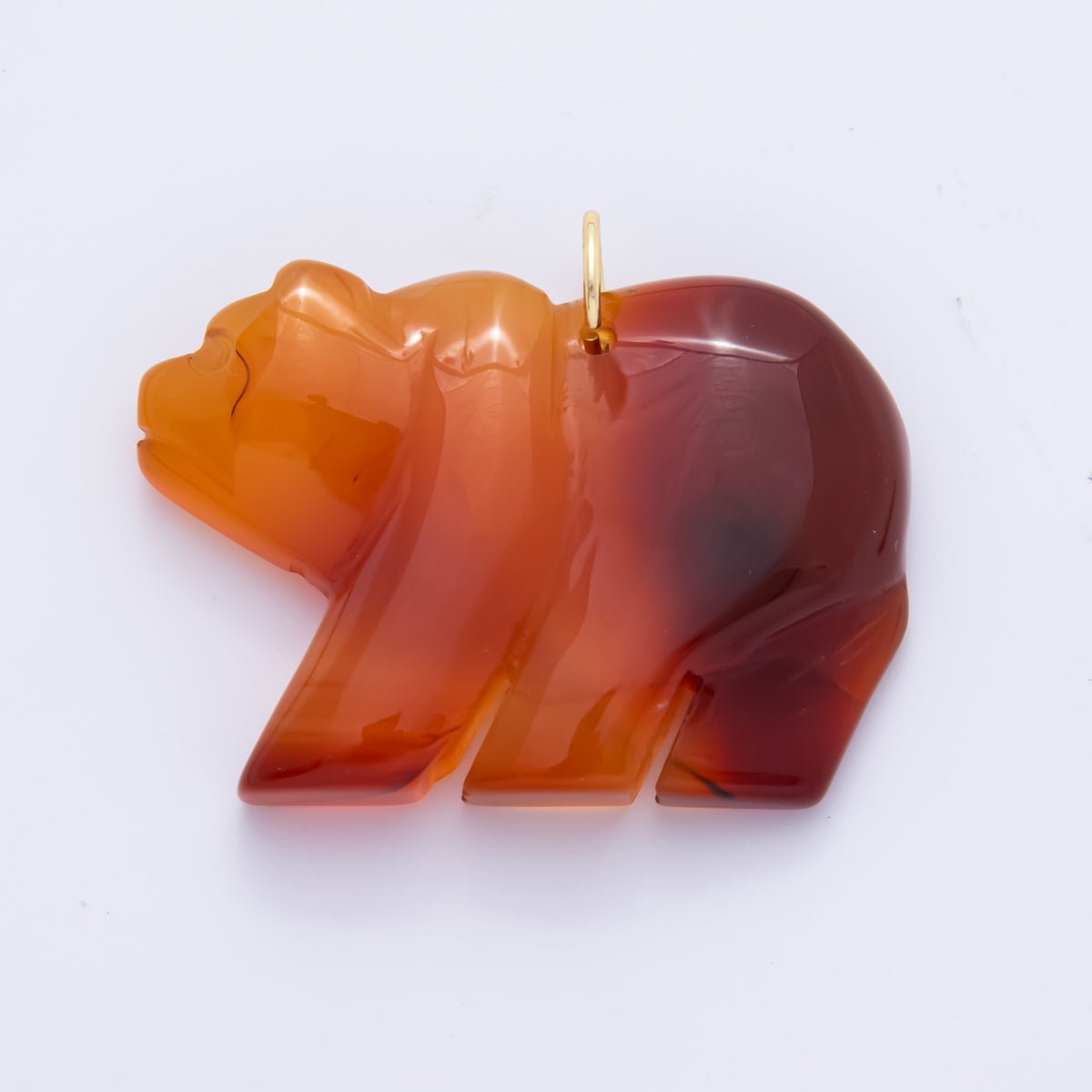 18K Gold Filled 35mm Aventurine, Rose Quartz, Clear Quartz, Carnelian Bear Animal Gemstone Charm | AH930 AH931 - DLUXCA