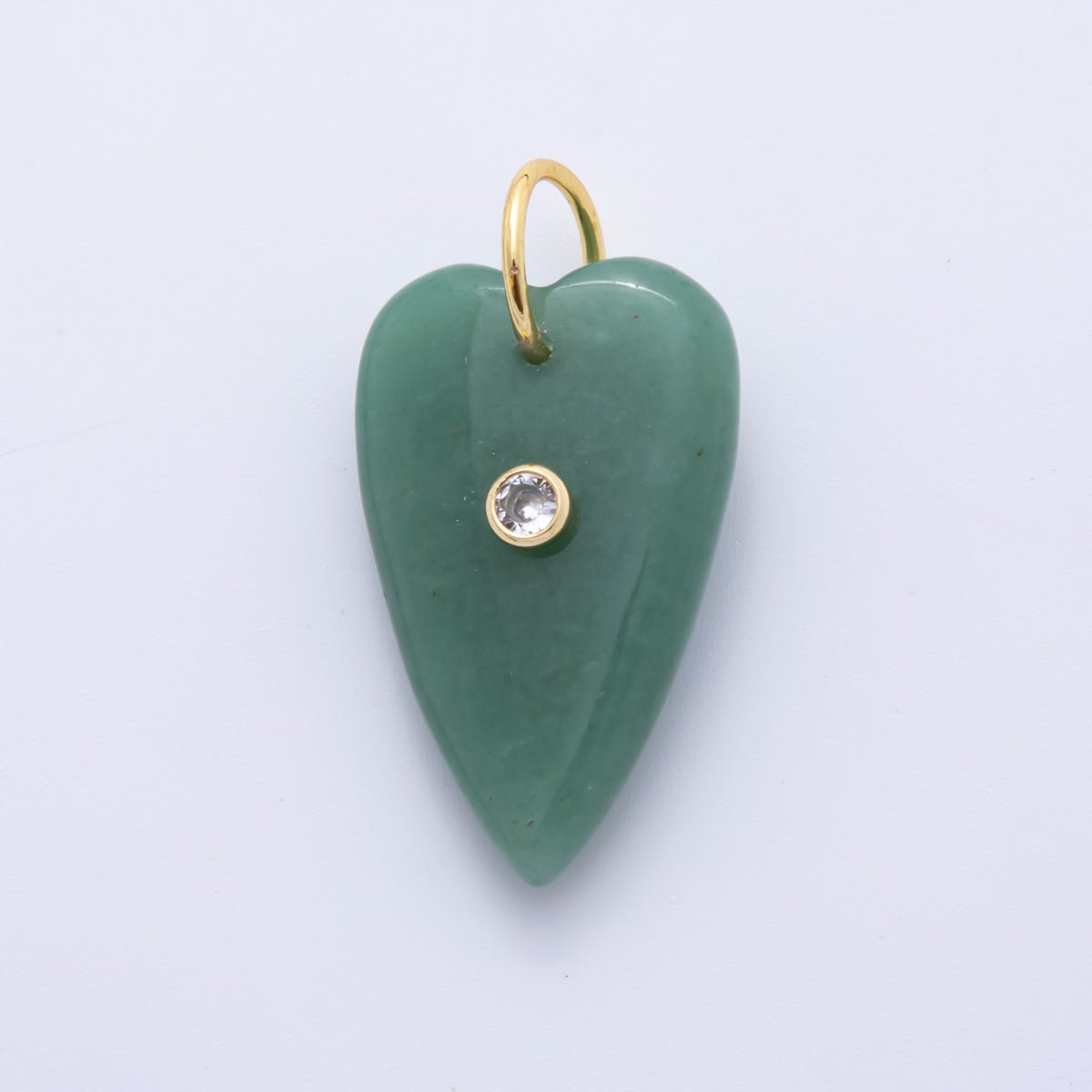 18K Gold Filled 35mm Carnelian, Aventurine, Quartz Long Heart Gemstone Charm | AH890 AH891 - DLUXCA