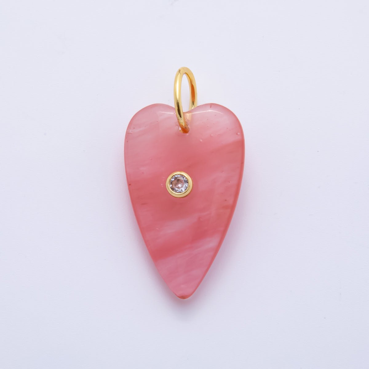 18K Gold Filled 35mm Carnelian, Aventurine, Quartz Long Heart Gemstone Charm | AH890 AH891 - DLUXCA