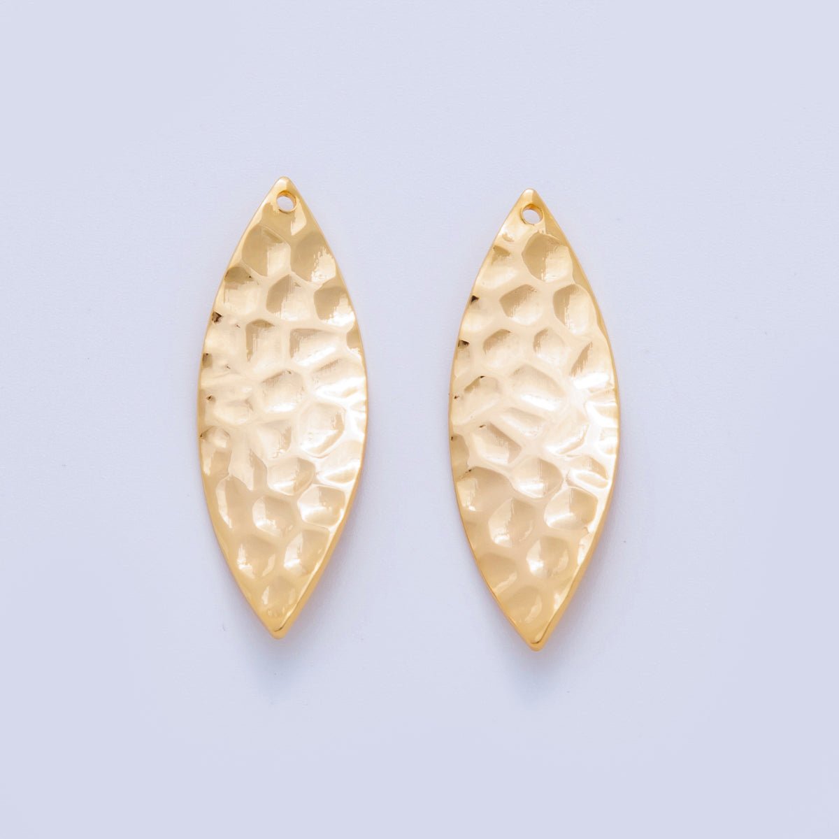 18K Gold Filled 35mm Dotted Hammered Sphere Thin Charm Finding | Z1180 - DLUXCA