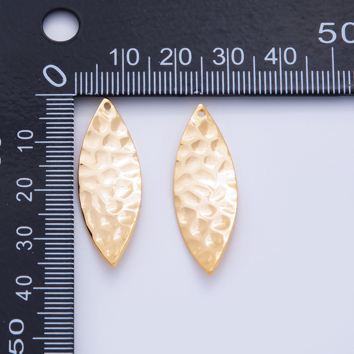 18K Gold Filled 35mm Dotted Hammered Sphere Thin Charm Finding | Z1180 - DLUXCA