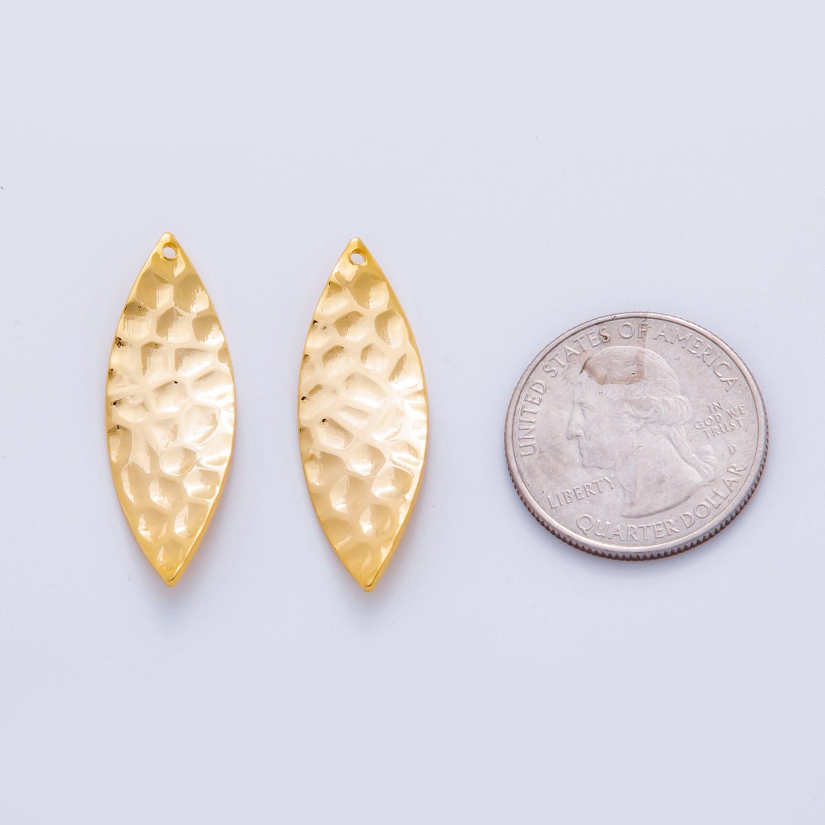 18K Gold Filled 35mm Dotted Hammered Sphere Thin Charm Finding | Z1180 - DLUXCA