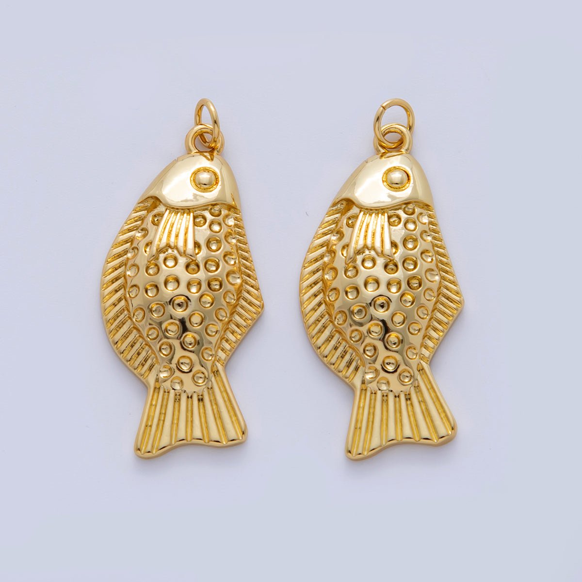 18K Gold Filled 35mm Multidimensional Textured Fish in Gold & Silver | AF329 - DLUXCA
