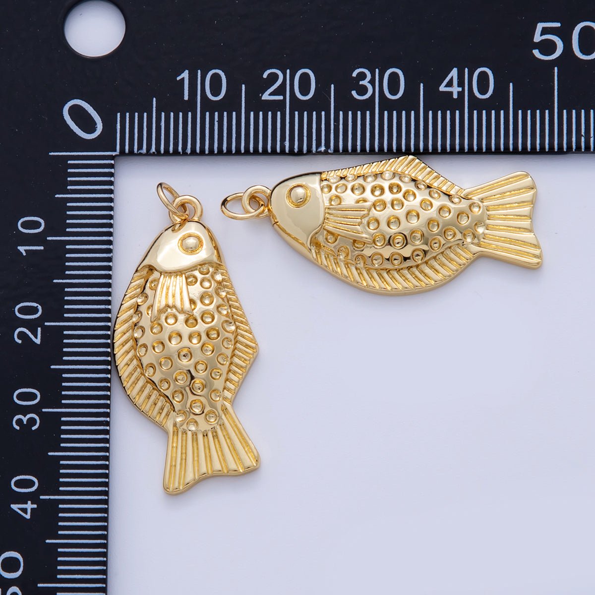 18K Gold Filled 35mm Multidimensional Textured Fish in Gold & Silver | AF329 - DLUXCA