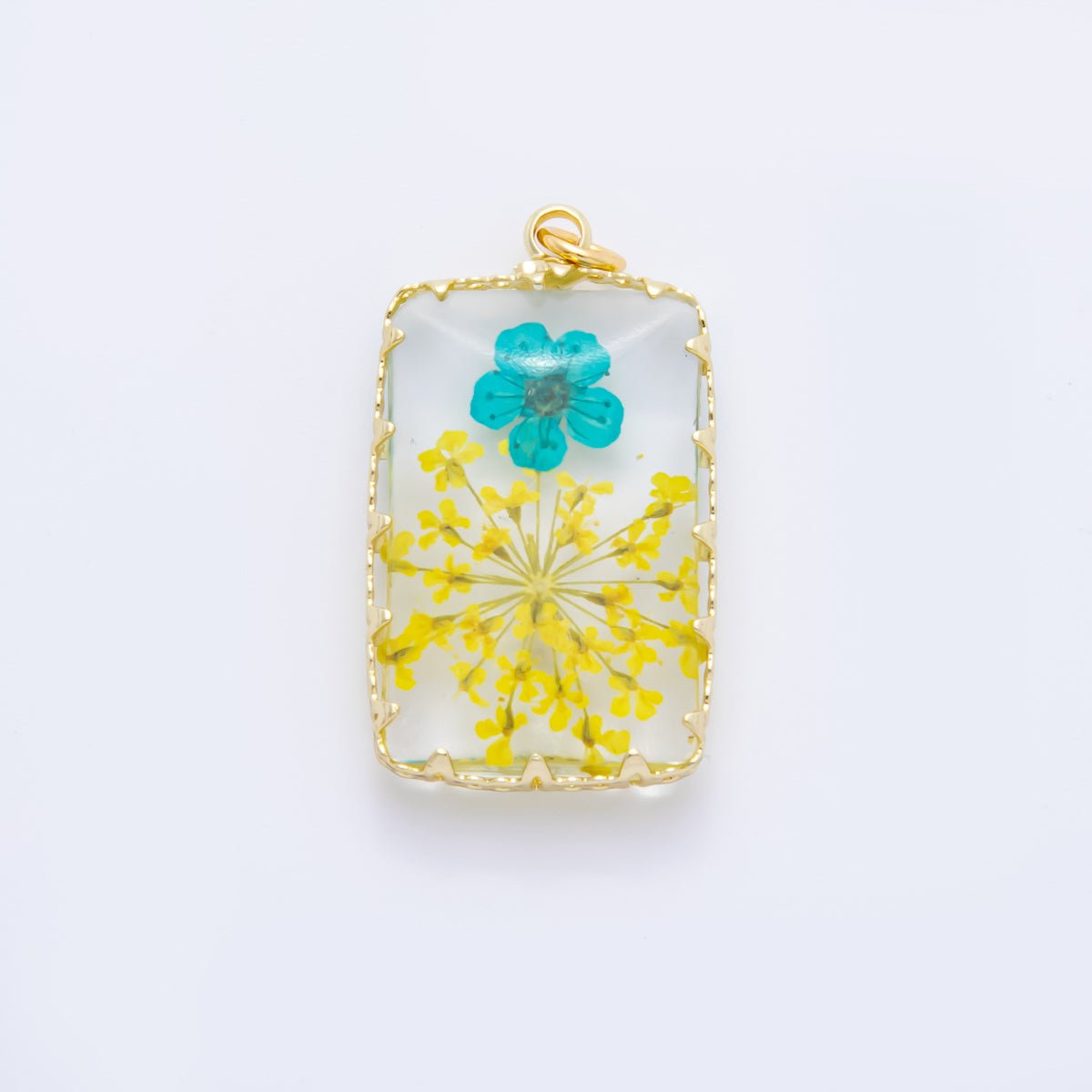 18K Gold Filled 35mm Resin Prism Frame Flower Charm | AH871 AH872 - DLUXCA