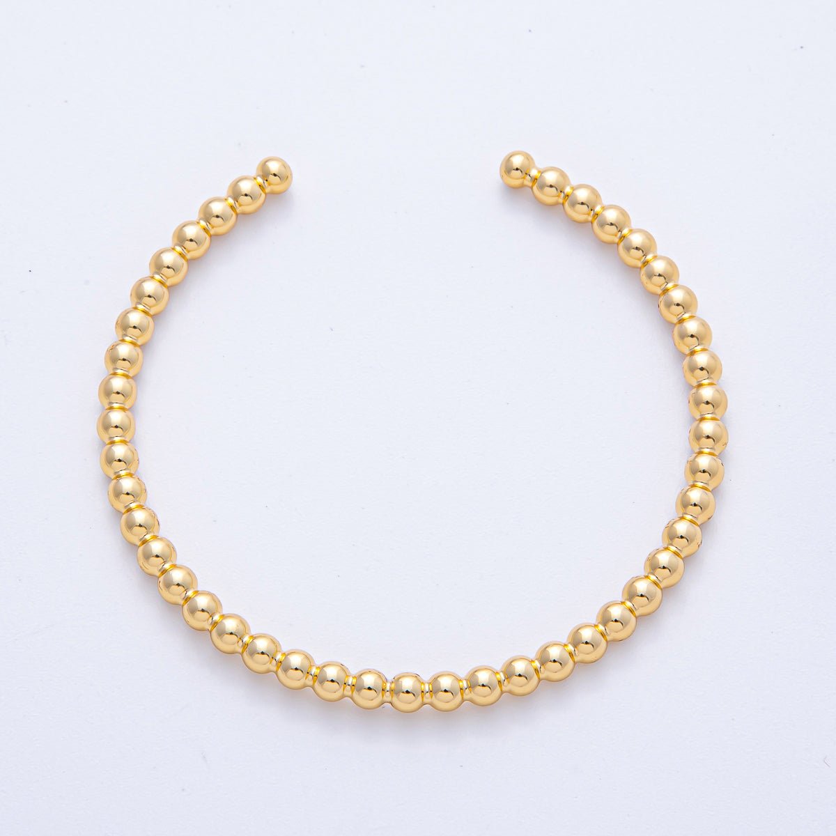 18K Gold Filled 3.5mm Round Beaded Bubble Cuff Bracelet | WA - 3861 - DLUXCA