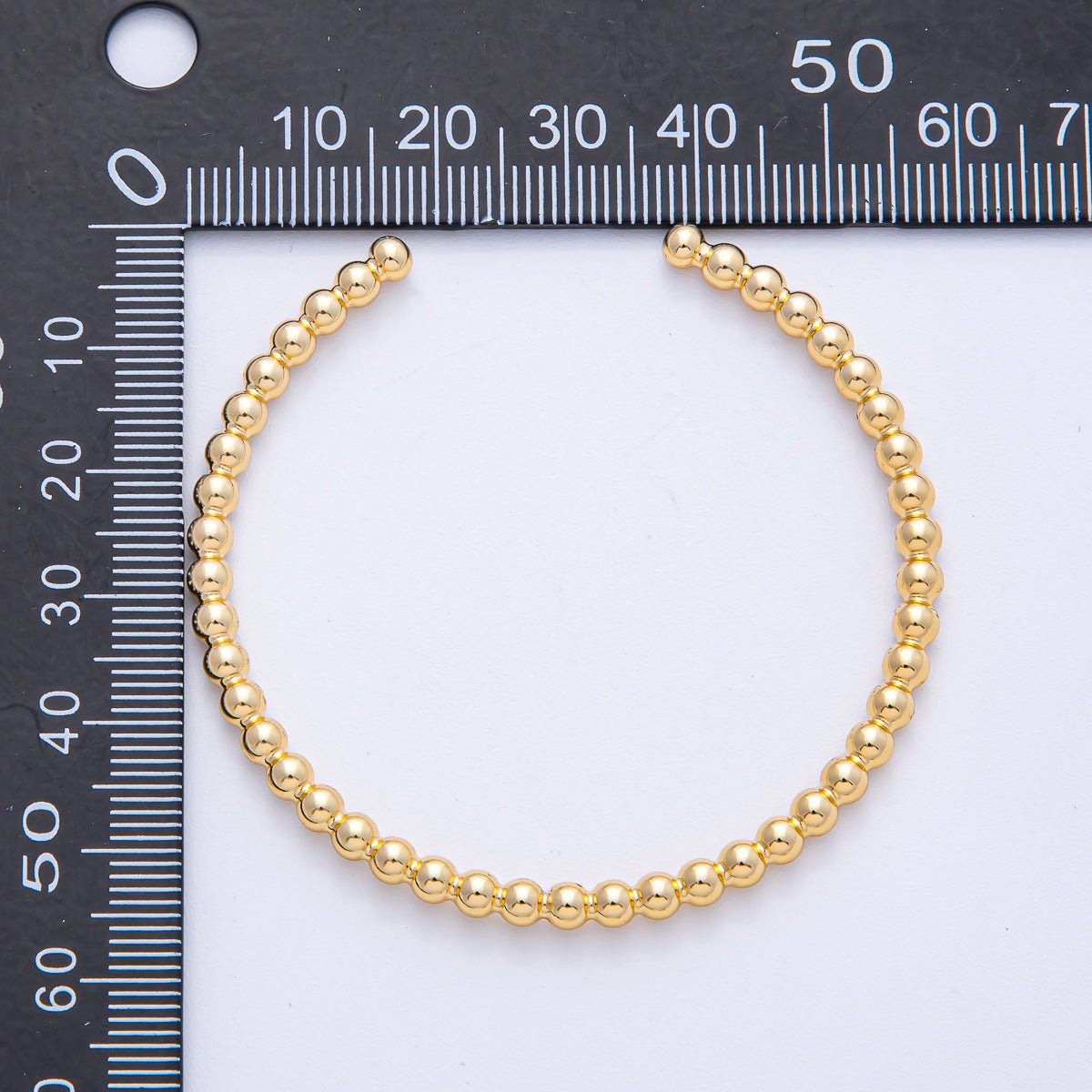 18K Gold Filled 3.5mm Round Beaded Bubble Cuff Bracelet | WA - 3861 - DLUXCA