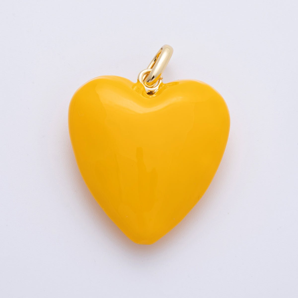 18K Gold Filled 35mm Yellow, Red Enamel Chubby Heart Charm | H138 H100 - DLUXCA