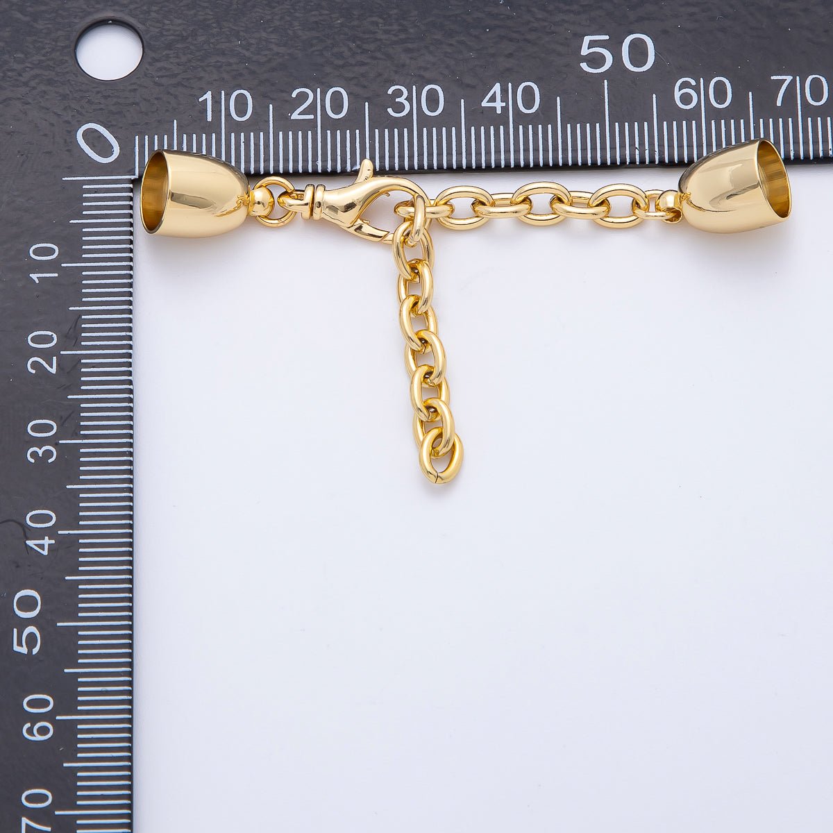 18K Gold Filled 36mm Chain Extender with Smooth Round Cone Cap Clasp Cover Finding | Z1365 - DLUXCA