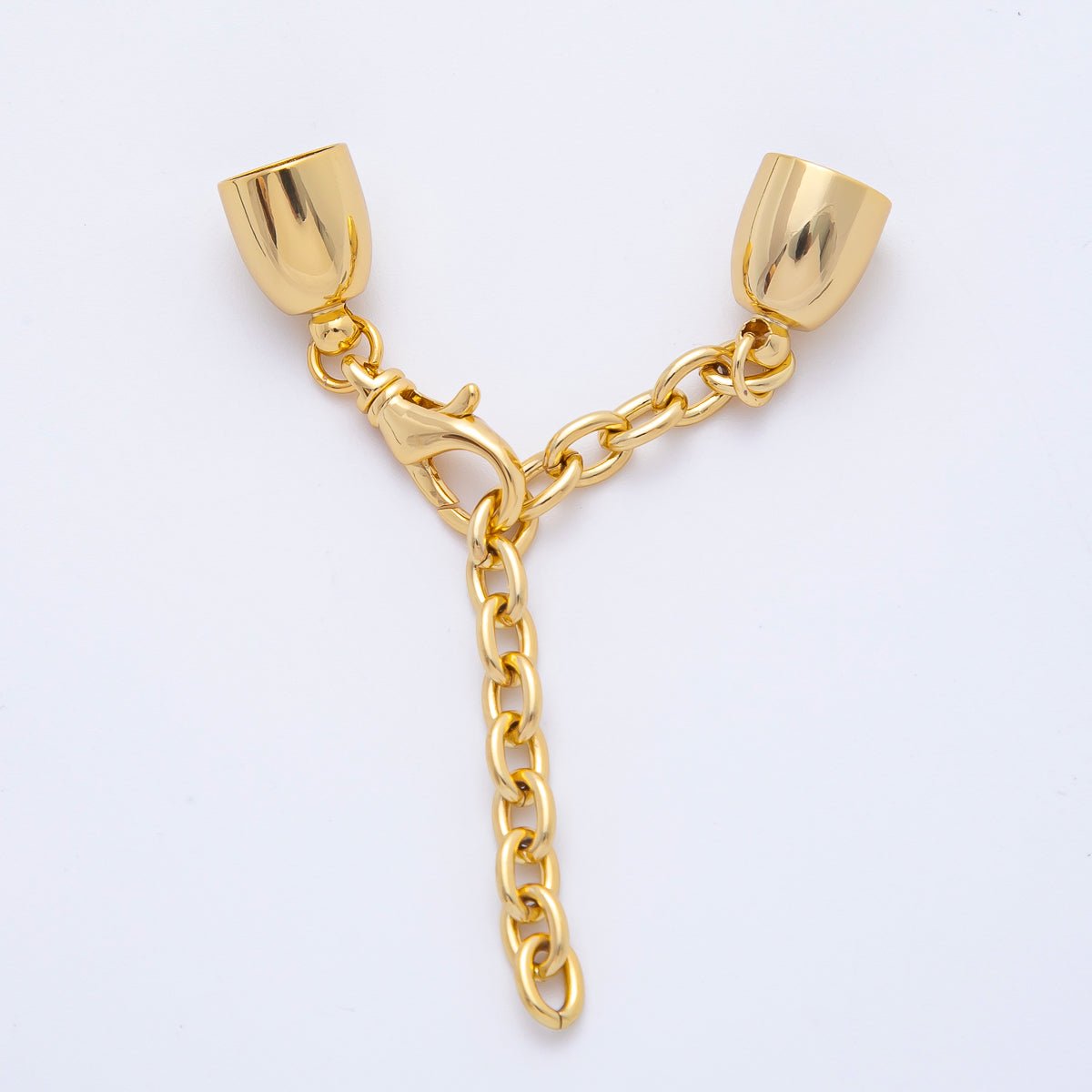 18K Gold Filled 36mm Chain Extender with Smooth Round Cone Cap Clasp Cover Finding | Z1365 - DLUXCA