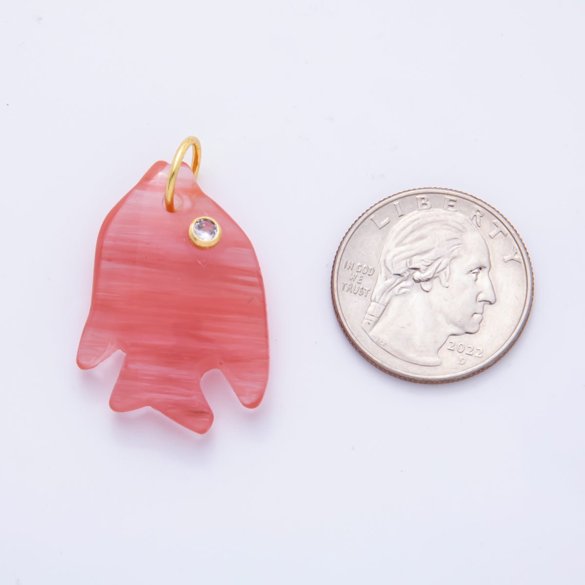 18K Gold Filled 36mm Topaz, Quartz, Aventurine Candy Bubbly Fish Gemstone Charm | AH882 AH883 - DLUXCA