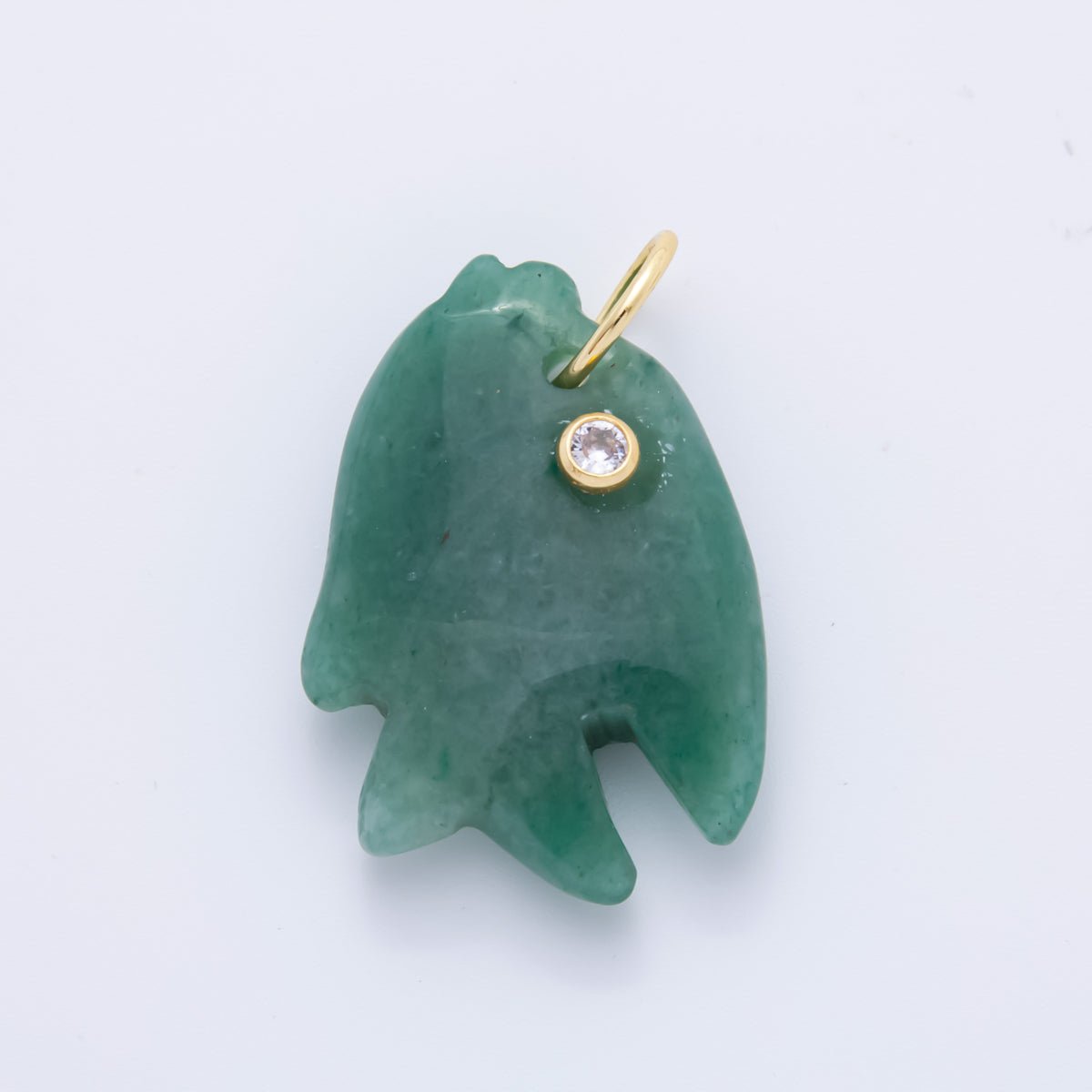 18K Gold Filled 36mm Topaz, Quartz, Aventurine Candy Bubbly Fish Gemstone Charm | AH882 AH883 - DLUXCA