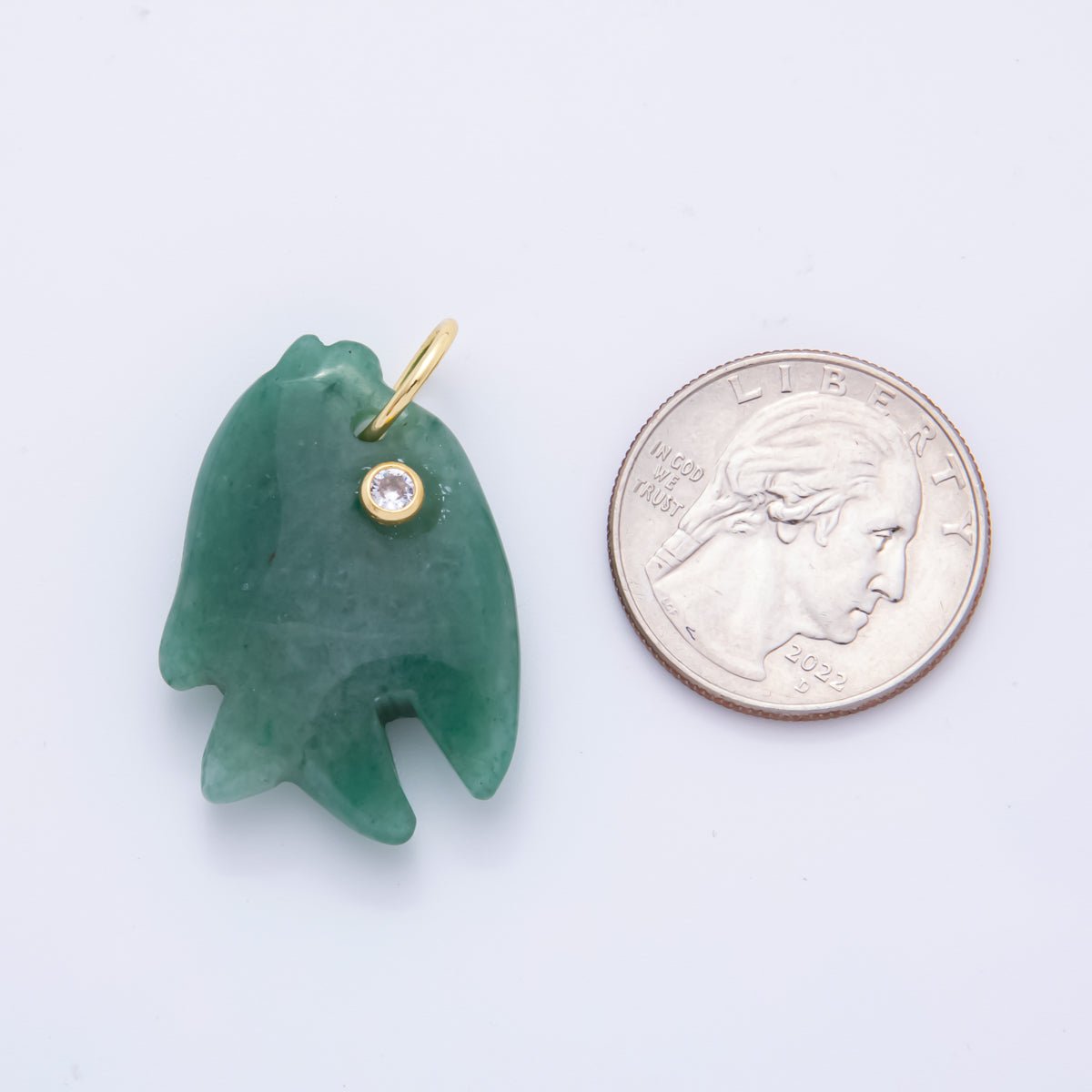 18K Gold Filled 36mm Topaz, Quartz, Aventurine Candy Bubbly Fish Gemstone Charm | AH882 AH883 - DLUXCA