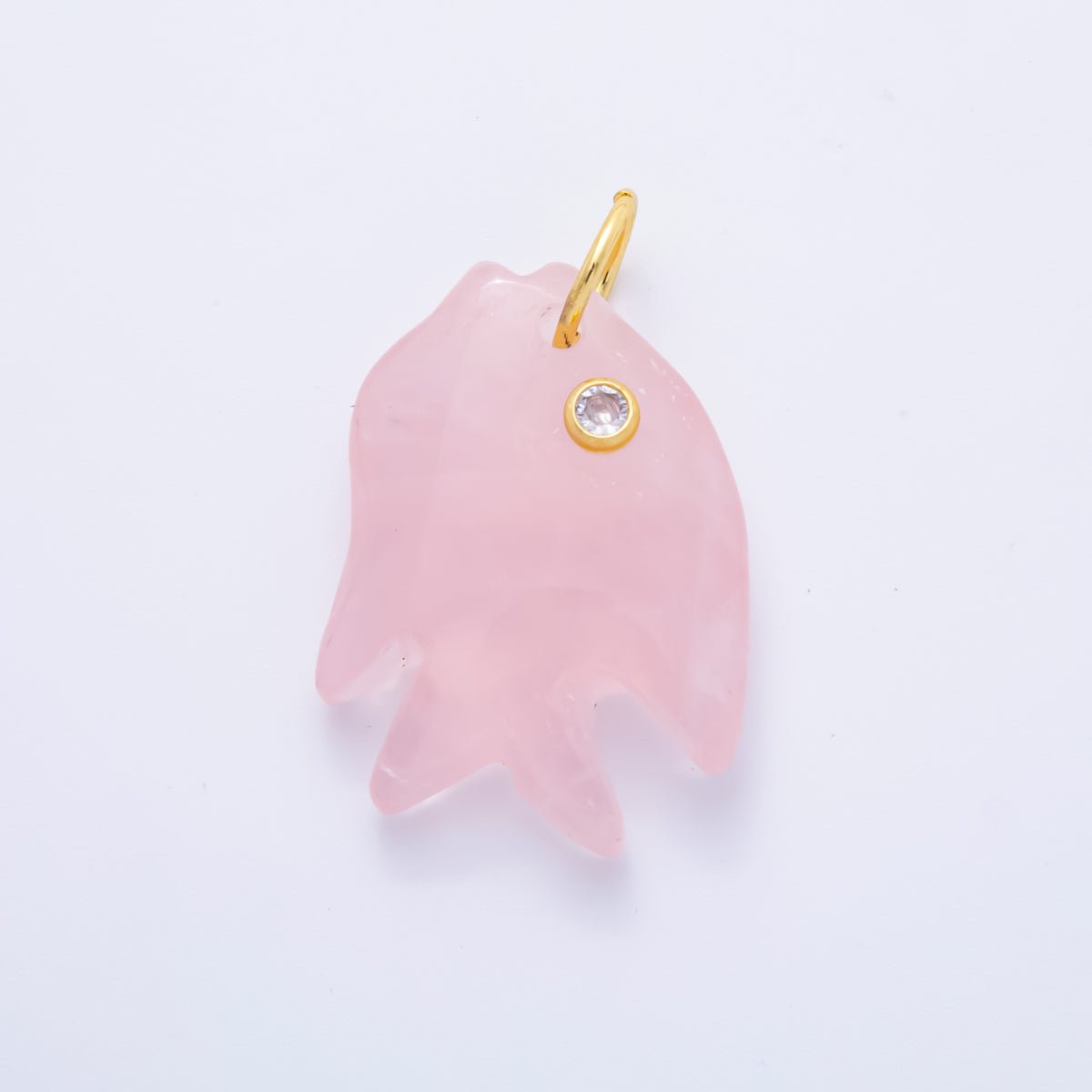 18K Gold Filled 36mm Topaz, Quartz, Aventurine Candy Bubbly Fish Gemstone Charm | AH882 AH883 - DLUXCA