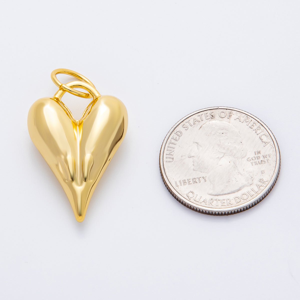 18K Gold Filled 37.5mm Minimalist Chubby Padlock Heart Charm | AF1351 - DLUXCA